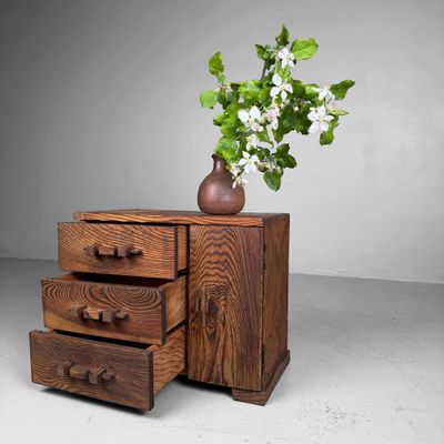 Japans Sugi Opbergmeubeltje met Laden en Deurtje, 1950s–1960s