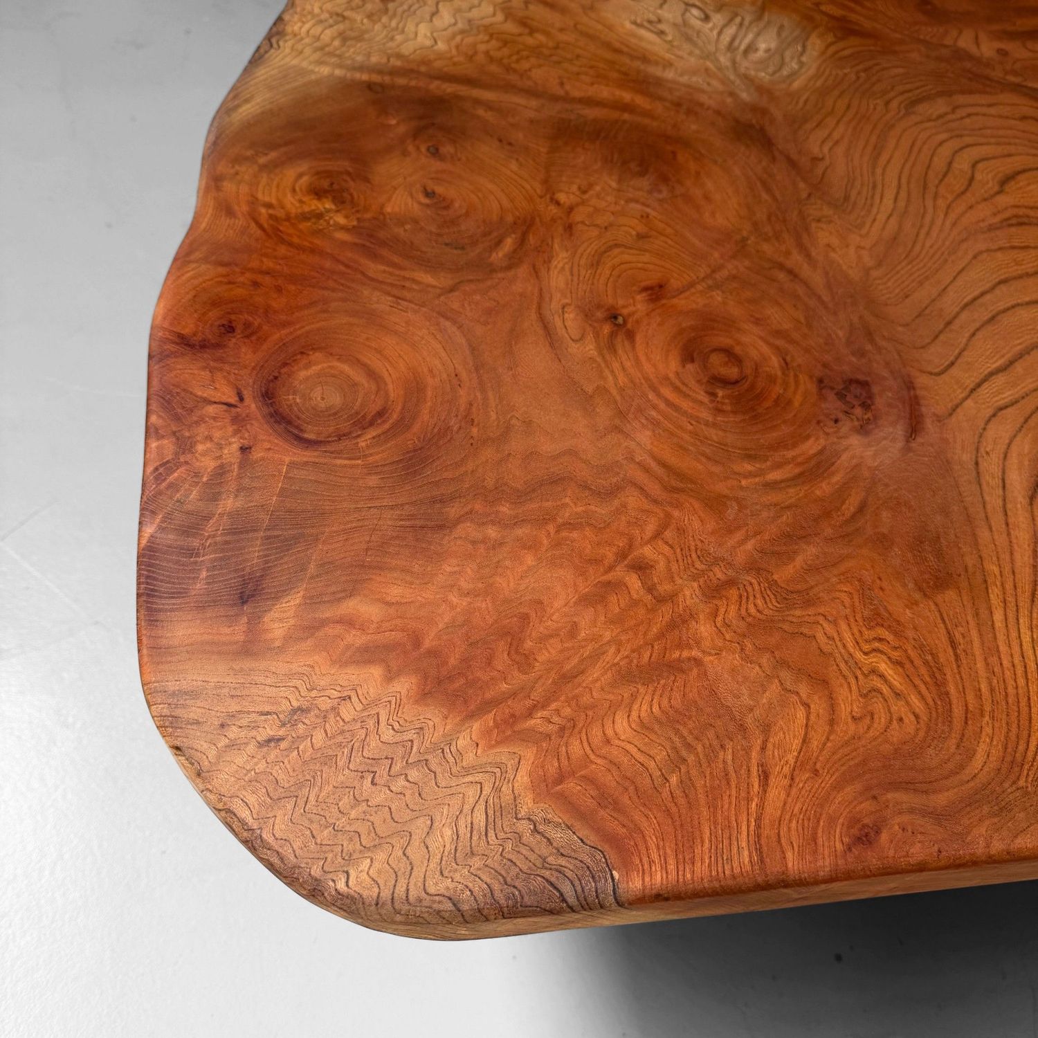 Organic Japanese Low Keyaki Slab Table, 1960s