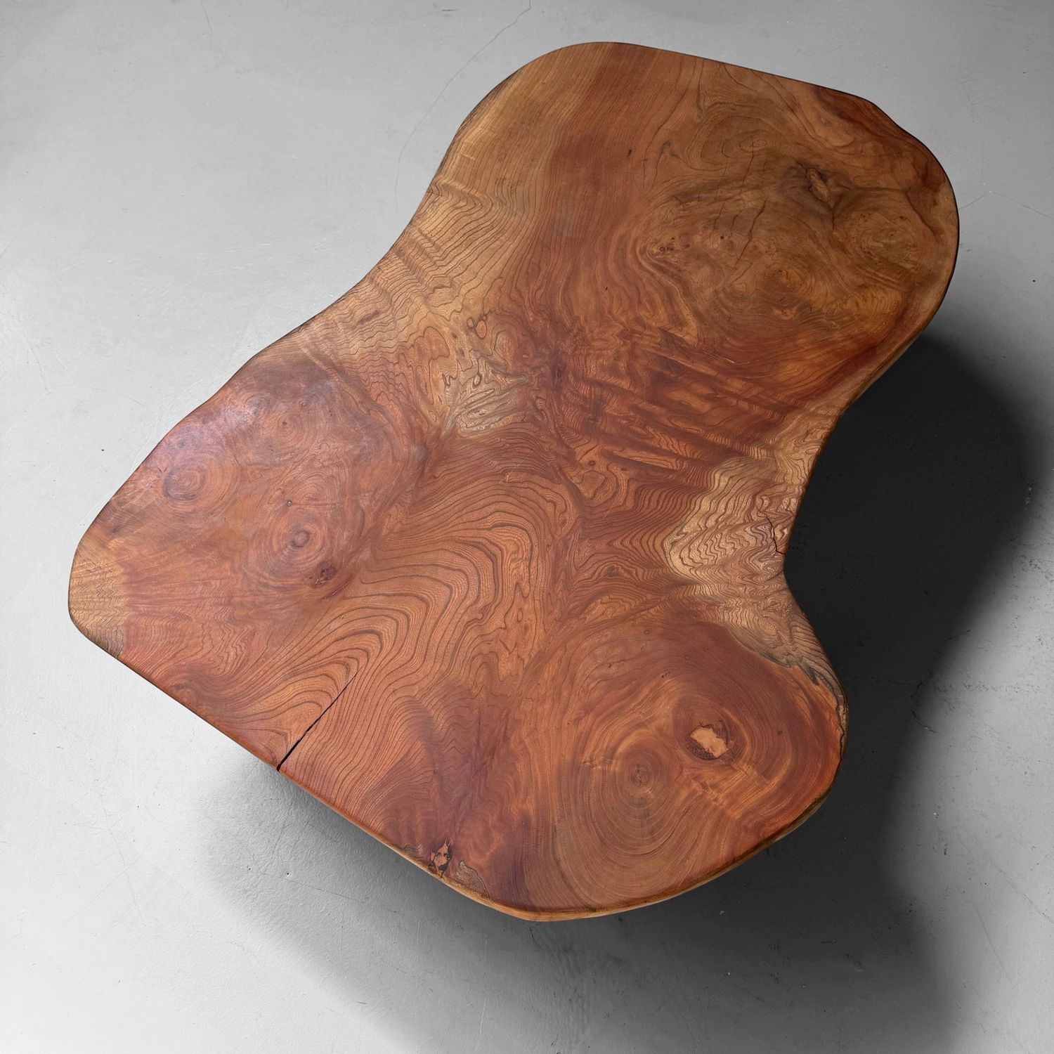 Organic Japanese Low Keyaki Slab Table, 1960s