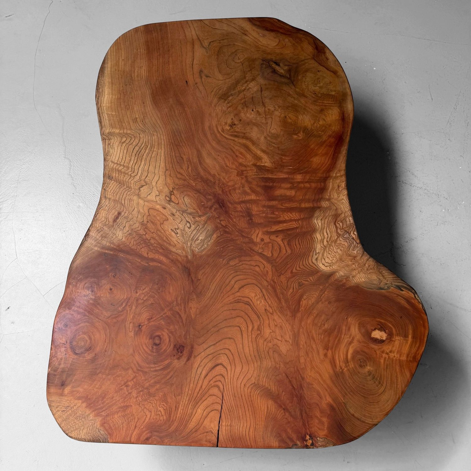Organic Japanese Low Keyaki Slab Table, 1960s