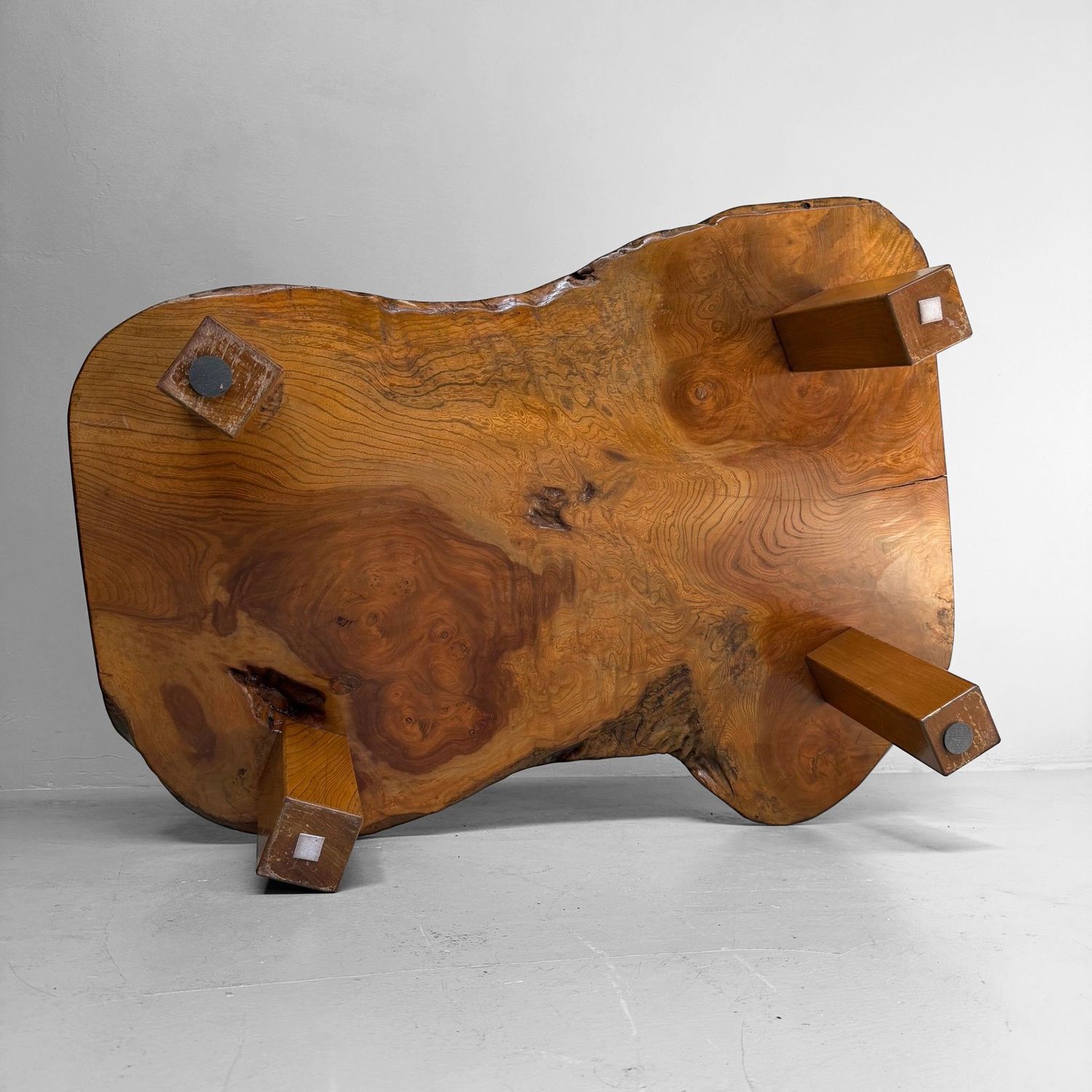 Organic Japanese Low Keyaki Slab Table, 1960s