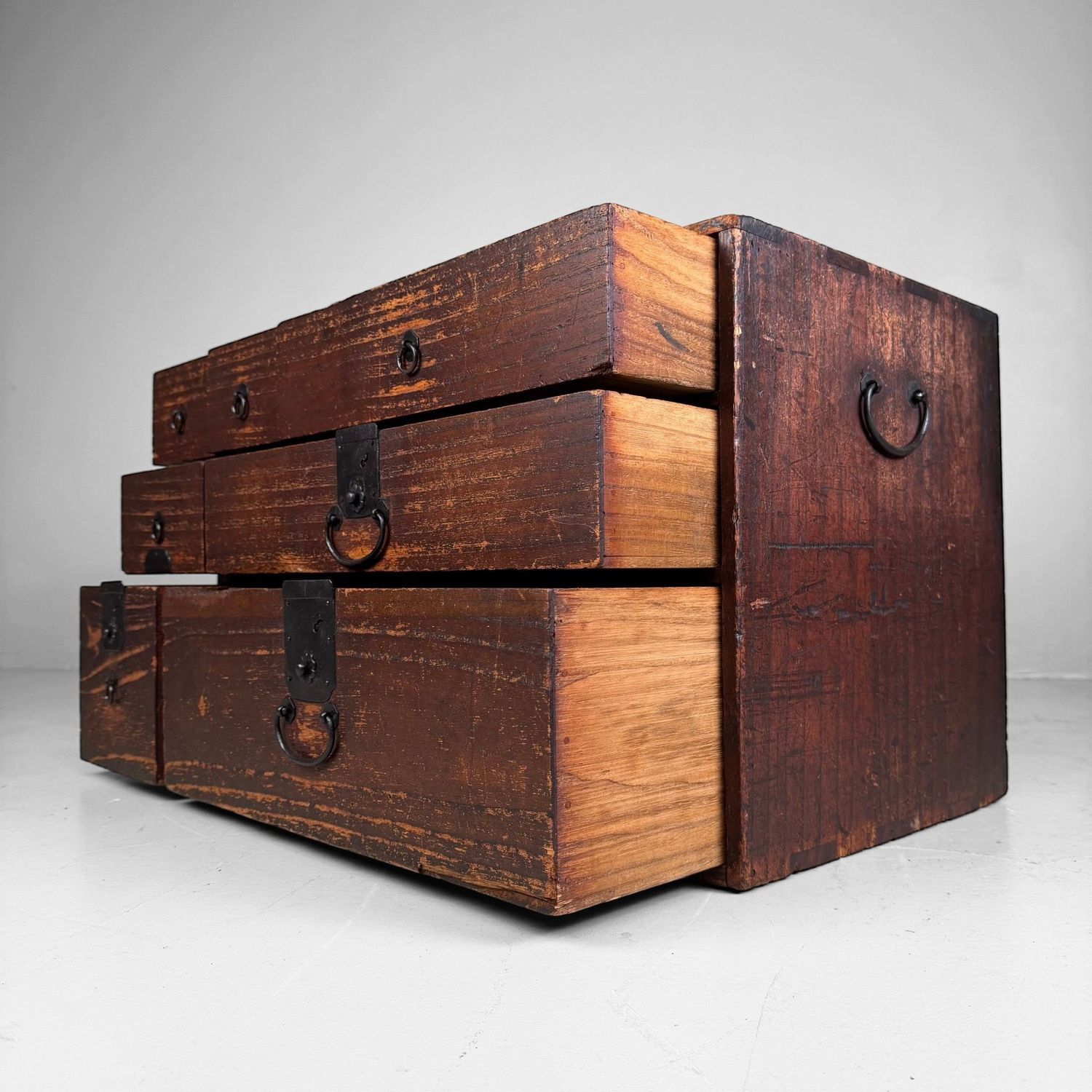 Low Japanese Kimono Tansu Chest of Drawers, c. 1900