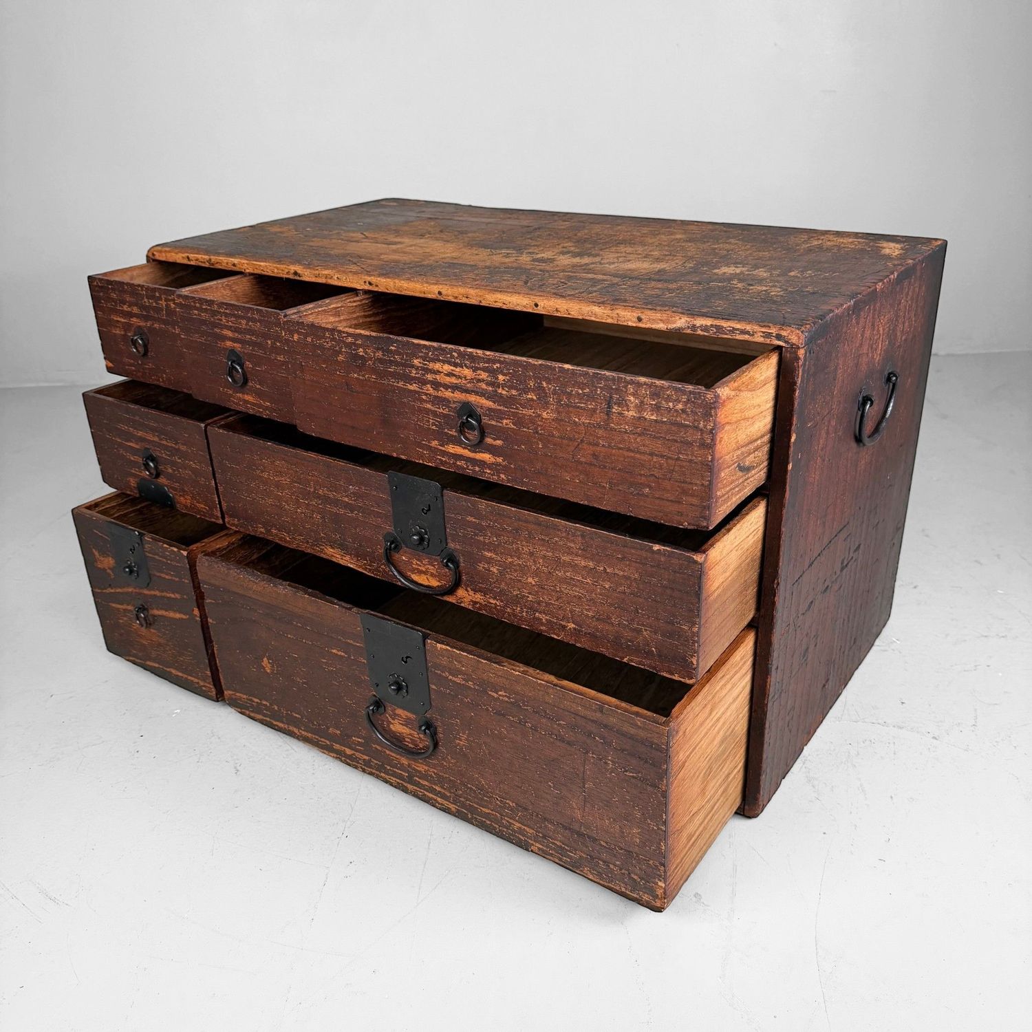 Low Japanese Kimono Tansu Chest of Drawers, c. 1900