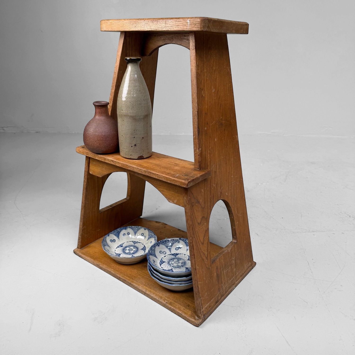 Vintage Japanese Wooden Fumidai Step Stool, 1950–1960