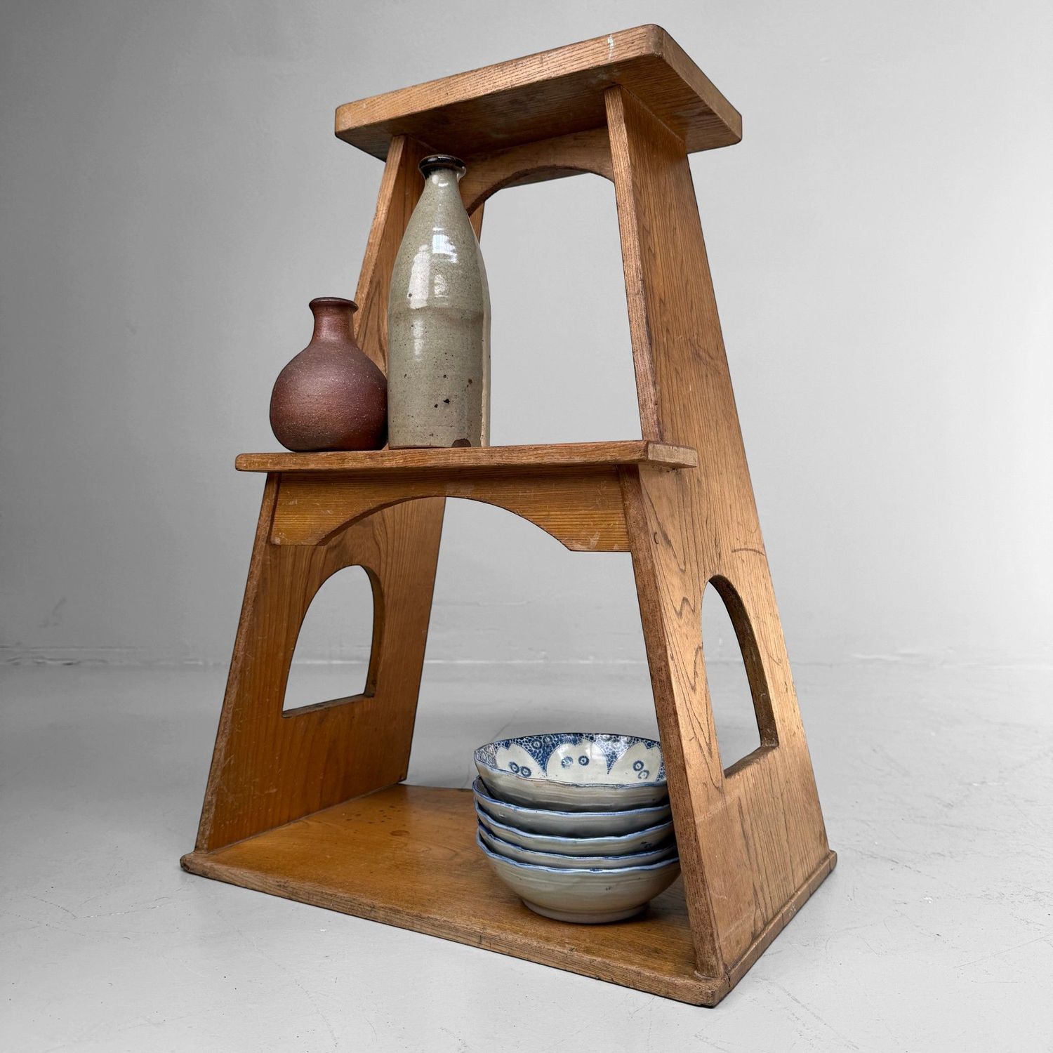 Vintage Japanese Wooden Fumidai Step Stool, 1950–1960