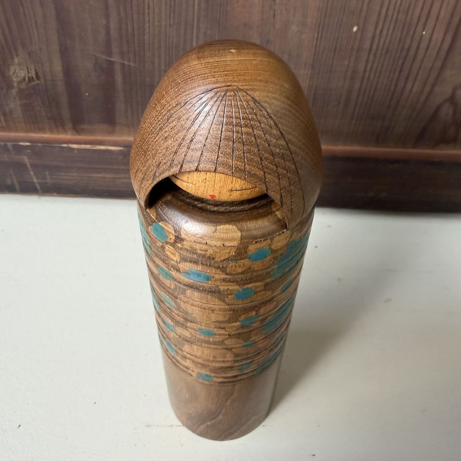 Vintage Sōsaku Kokeshi “Ikat Beauty” by Miyajima Muhitsu, 1970s