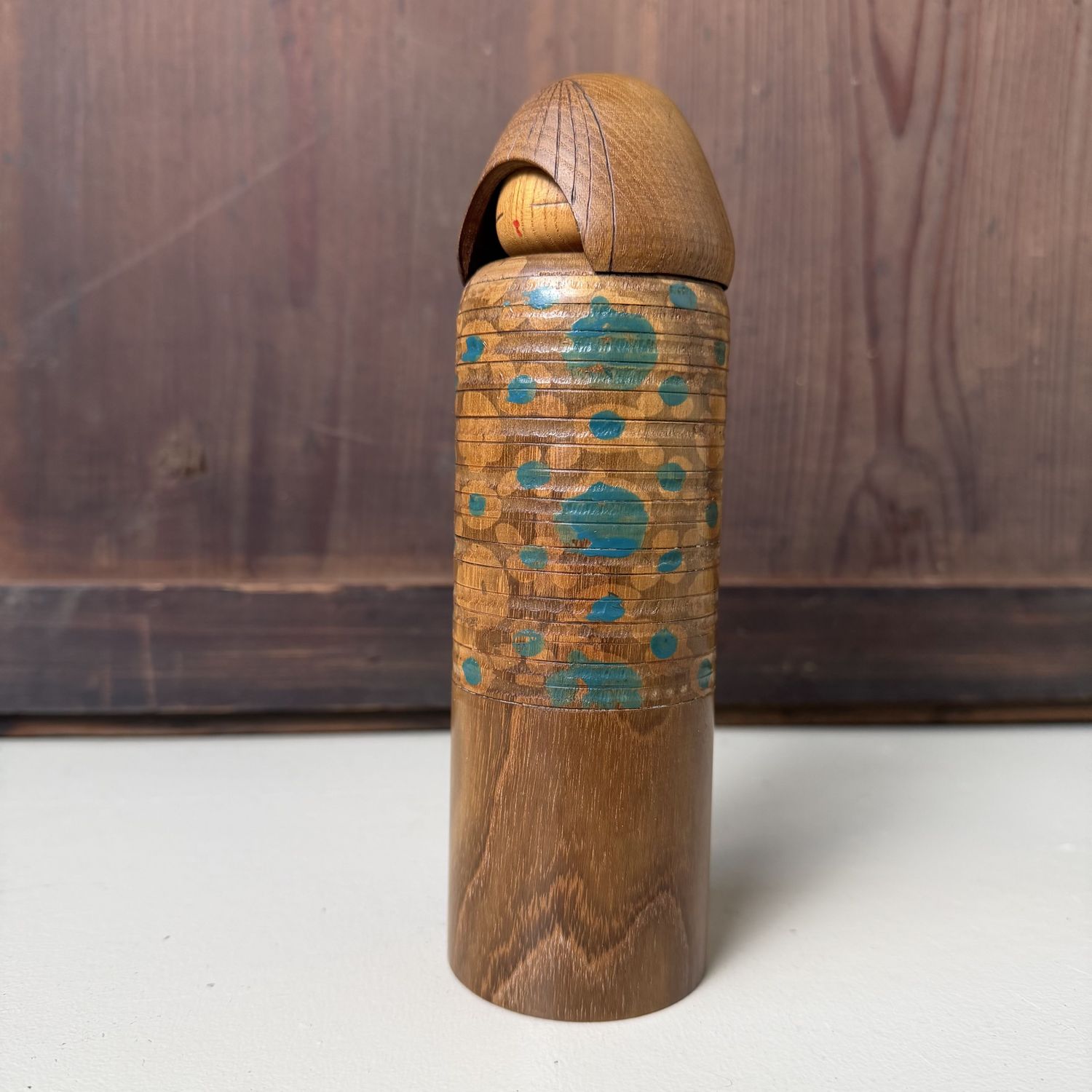 Vintage Sōsaku Kokeshi “Ikat Beauty” by Miyajima Muhitsu, 1970s