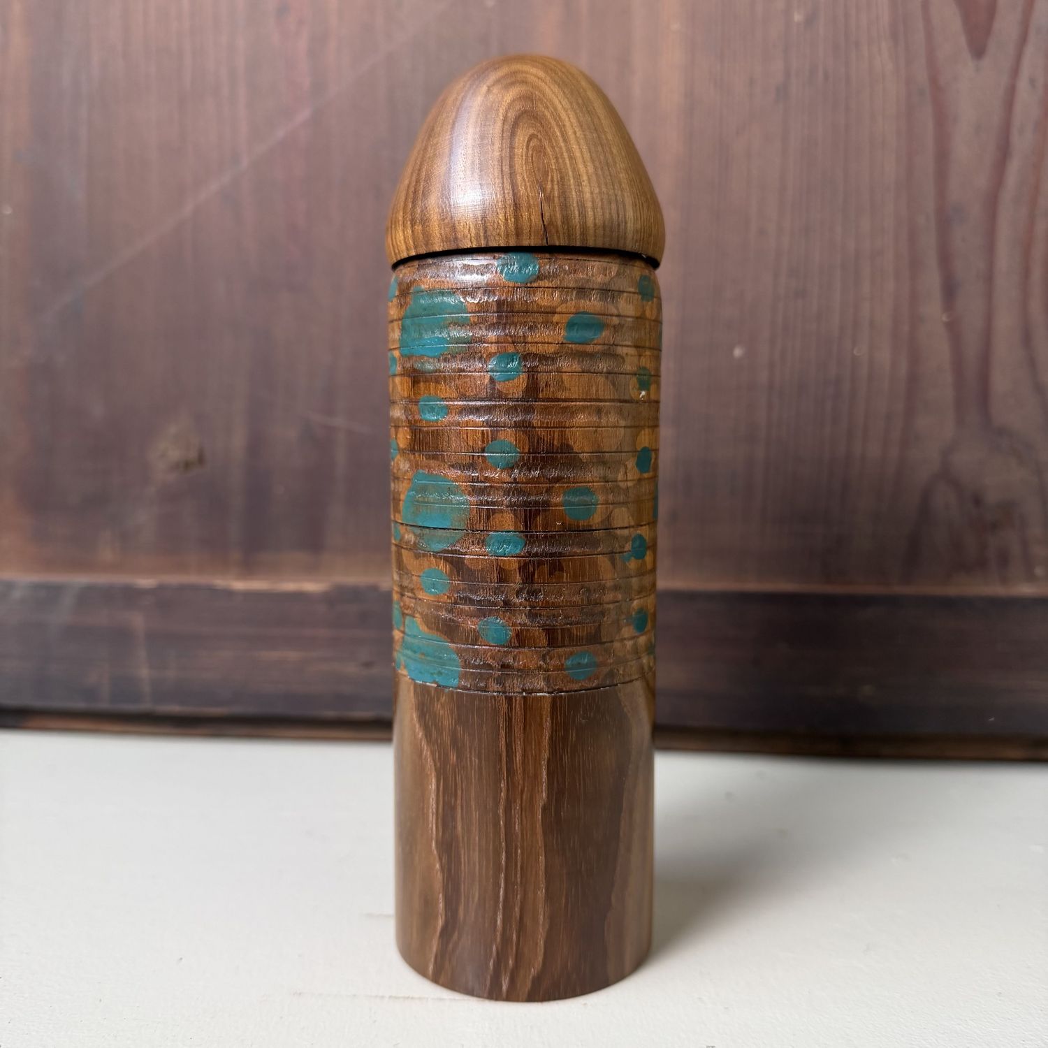 Vintage Sōsaku Kokeshi “Ikat Beauty” by Miyajima Muhitsu, 1970s