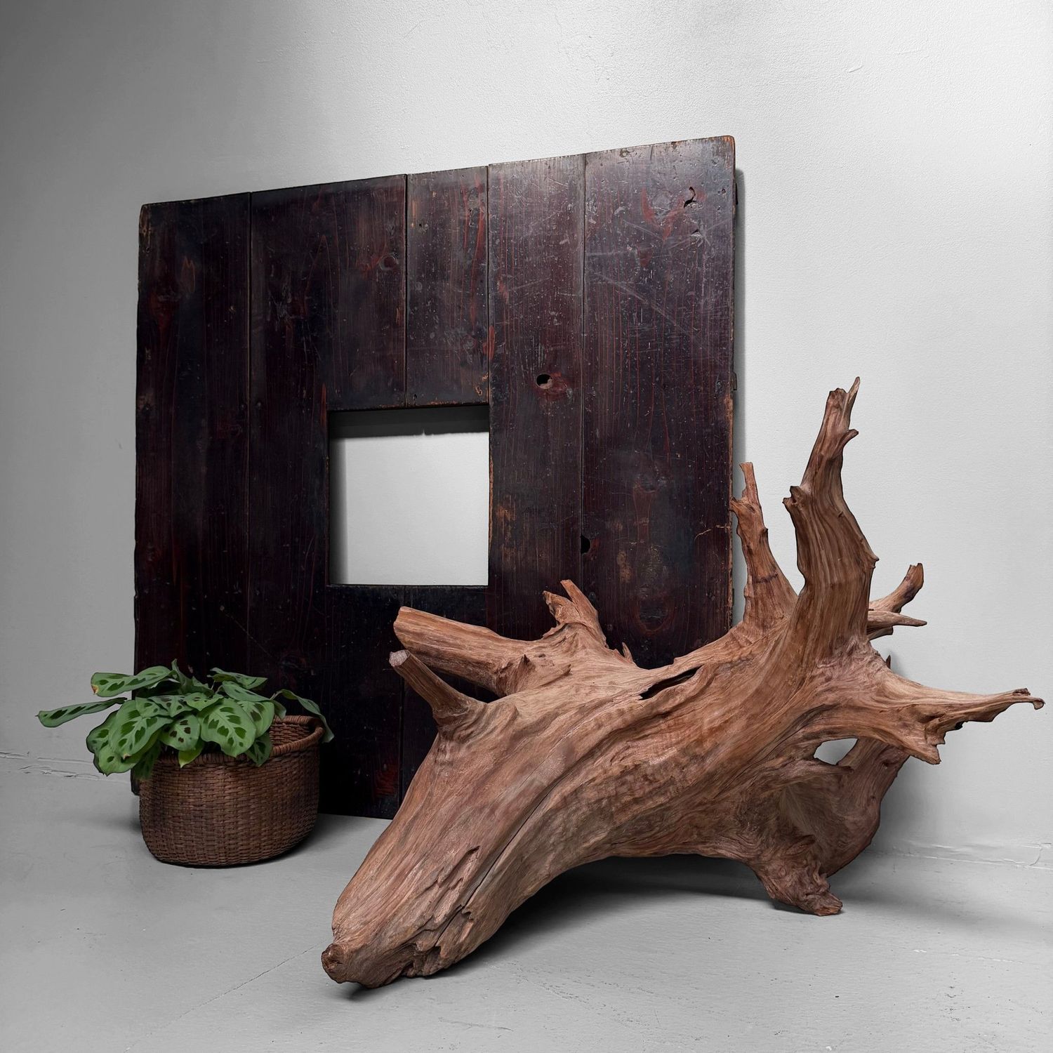 Antique Japanese Hibachi Frame / Wooden Wall Object, 1900s