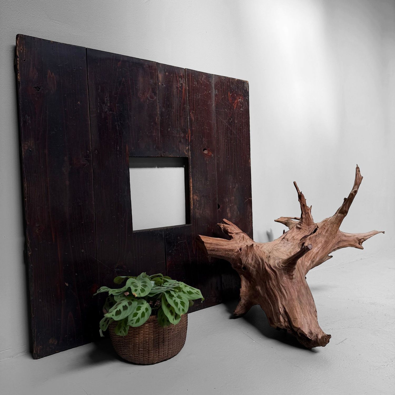 Antique Japanese Hibachi Frame / Wooden Wall Object, 1900s