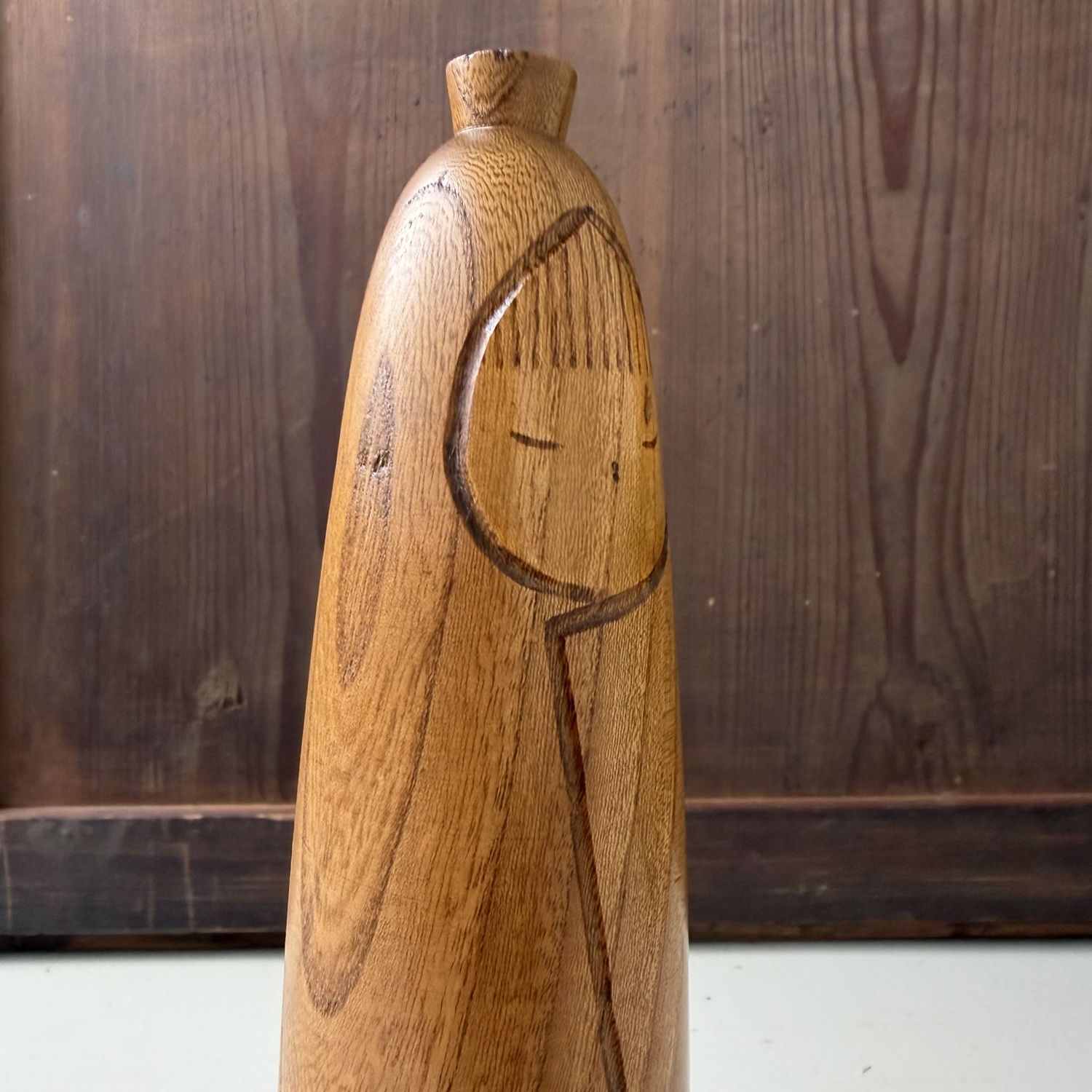 Vintage Japanse Sōsaku Kokeshi door Takanashi Hanpuushi, 1960s