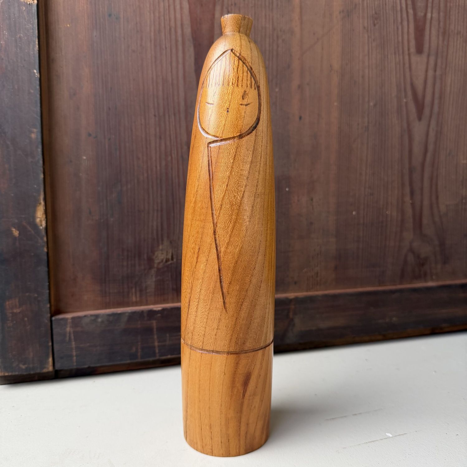 Vintage Japanse Sōsaku Kokeshi door Takanashi Hanpuushi, 1960s