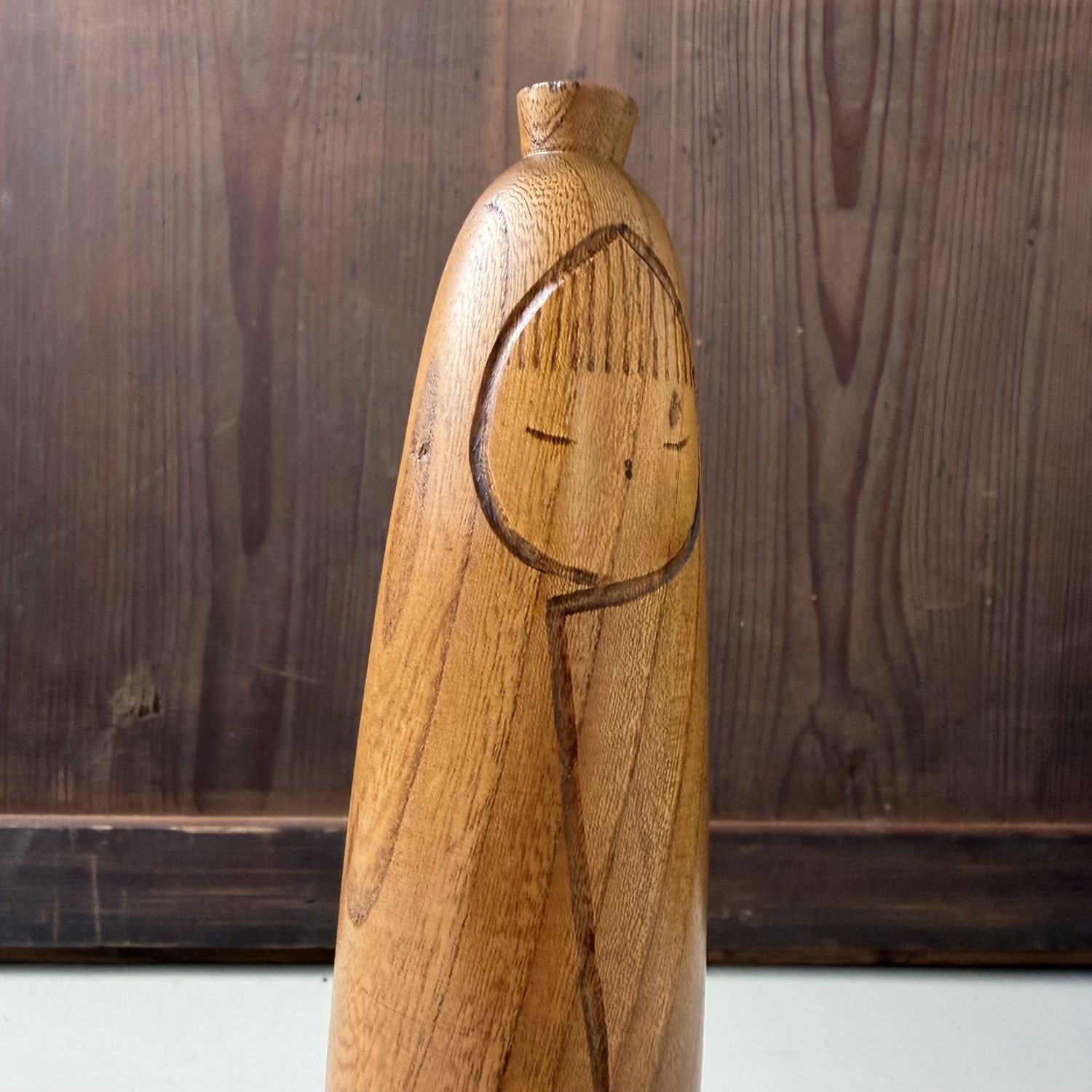 Vintage Japanse Sōsaku Kokeshi door Takanashi Hanpuushi, 1960s