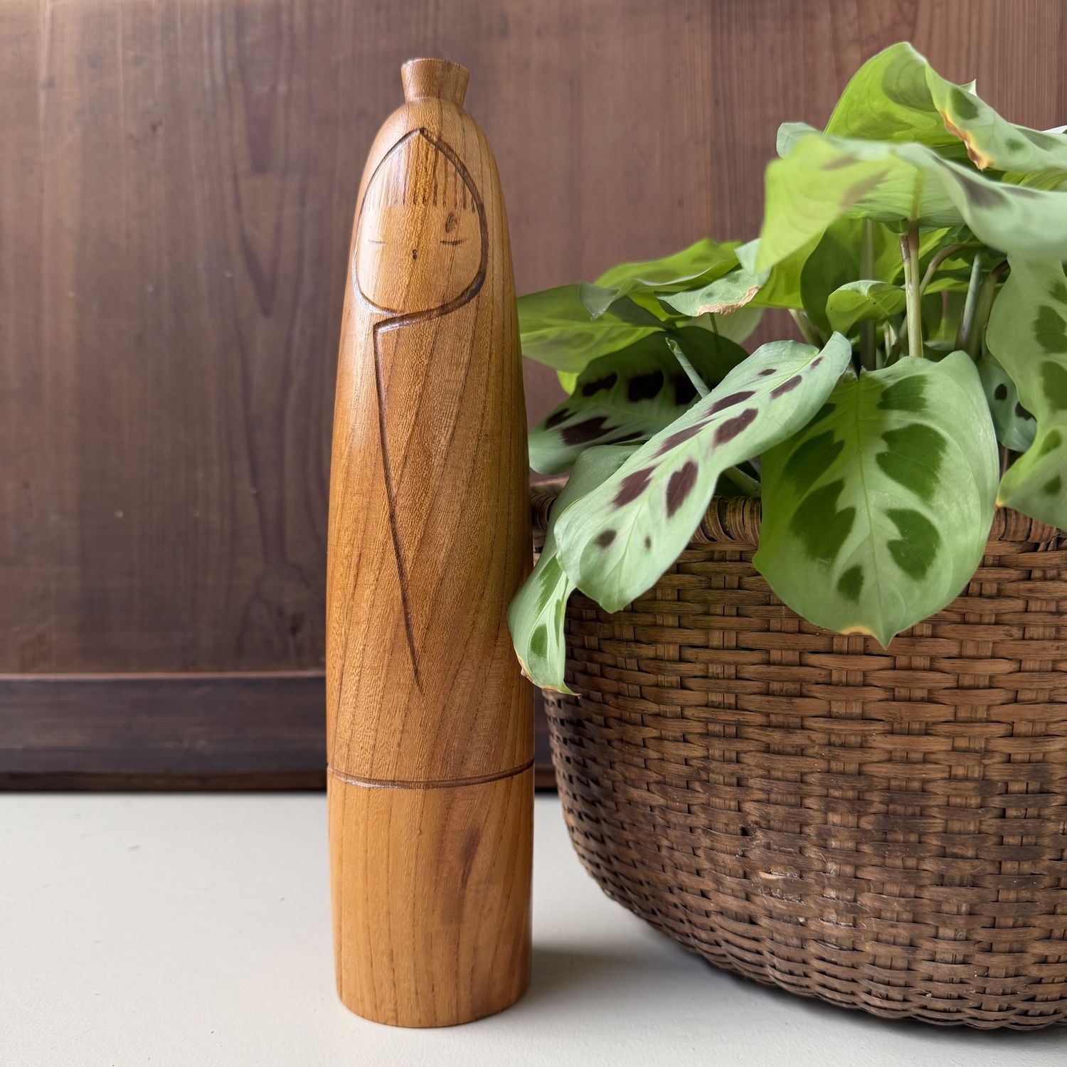 Vintage Japanse Sōsaku Kokeshi door Takanashi Hanpuushi, 1960s