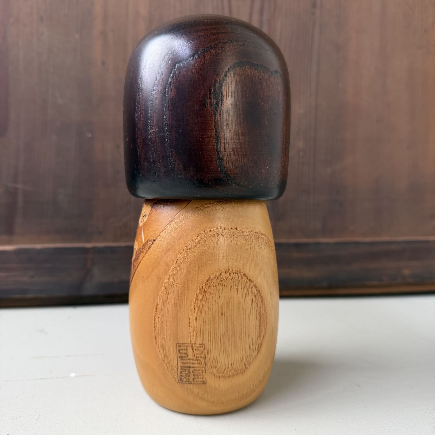 Vintage Japanese Usaburo Kokeshi with Ume Blossoms, 1997