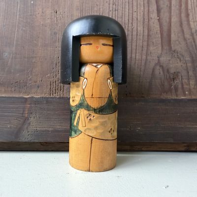 Vintage Japanse Gumma Kokeshi door Kisaku, 1980s