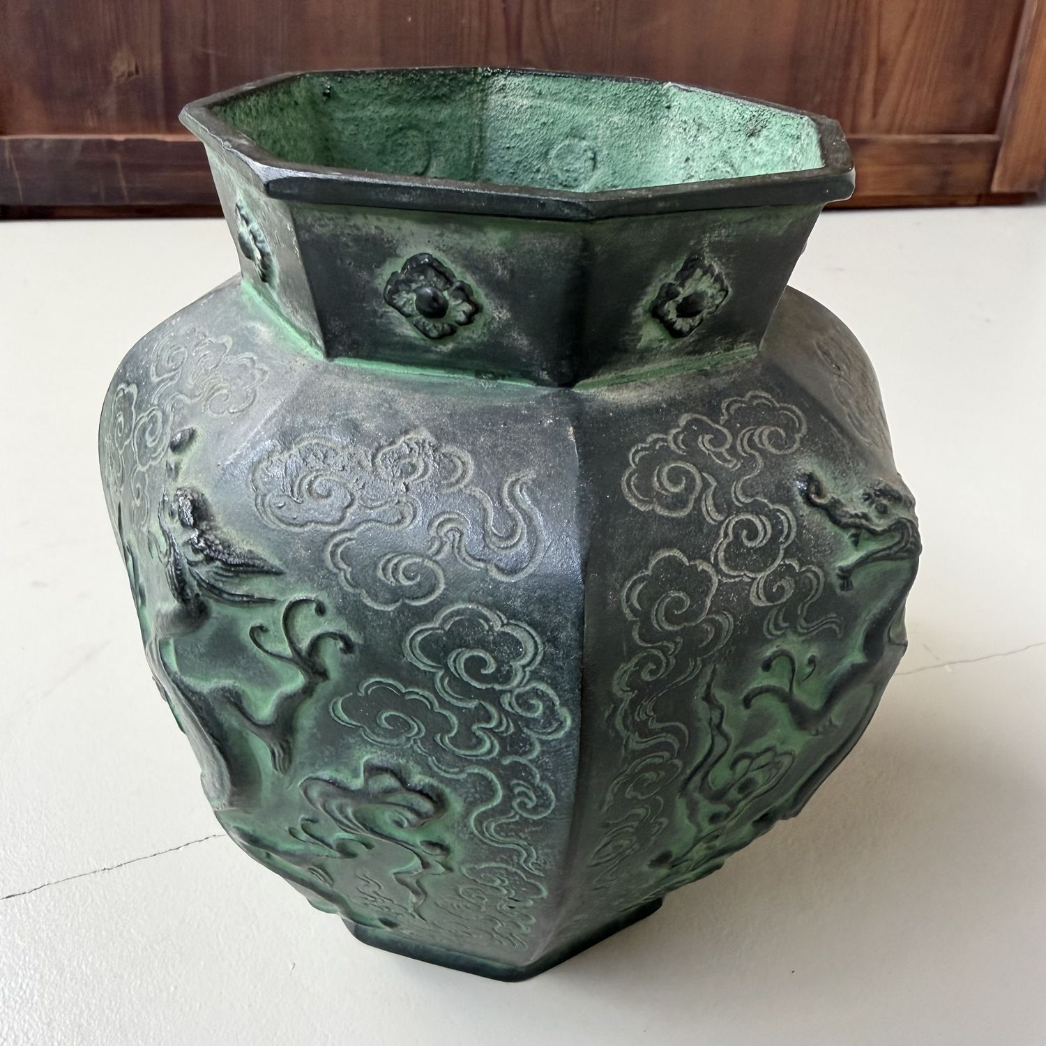 Japanse Bronzen Unryū Draak Vaas, ca. 1970