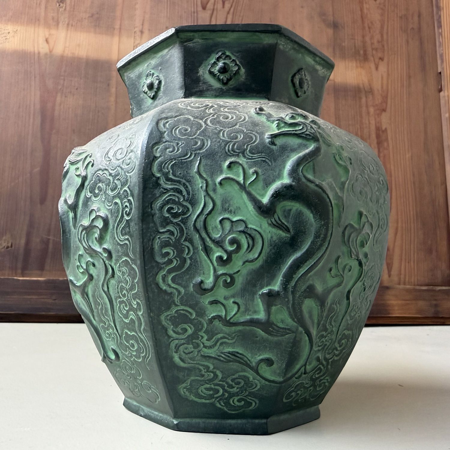 Japanse Bronzen Unryū Draak Vaas, ca. 1970