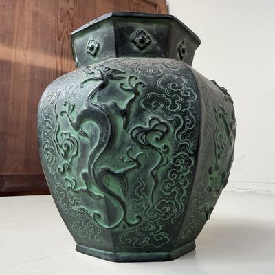 Japanese Bronze Unryū Dragon Vase, c. 1970