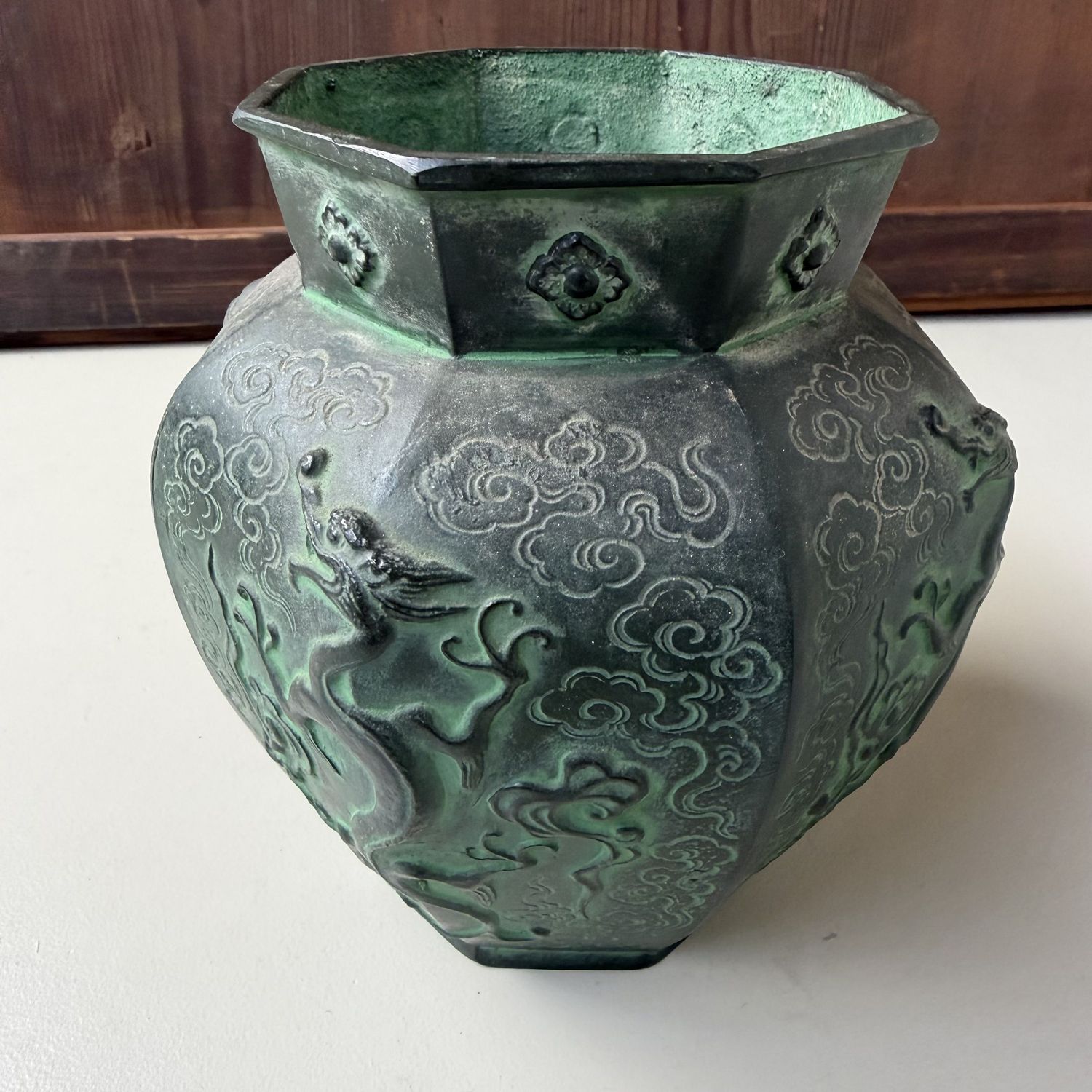 Japanse Bronzen Unryū Draak Vaas, ca. 1970