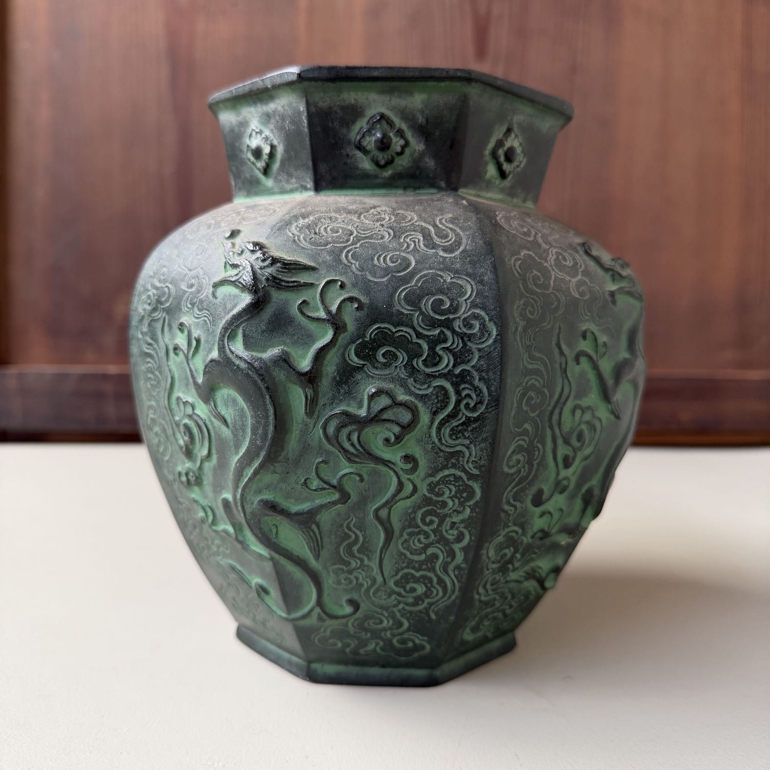 Japanse Bronzen Unryū Draak Vaas, ca. 1970