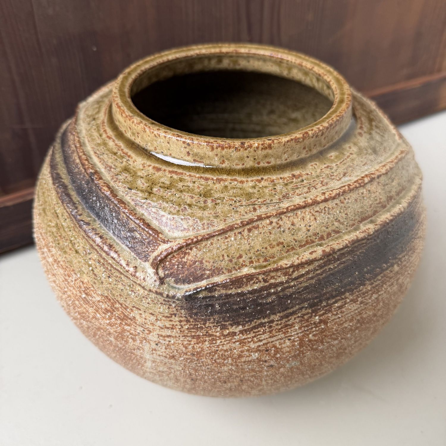 Chikuzen Koishiwara-yaki Ikebana Vase by Yanase San’emon, 1970s