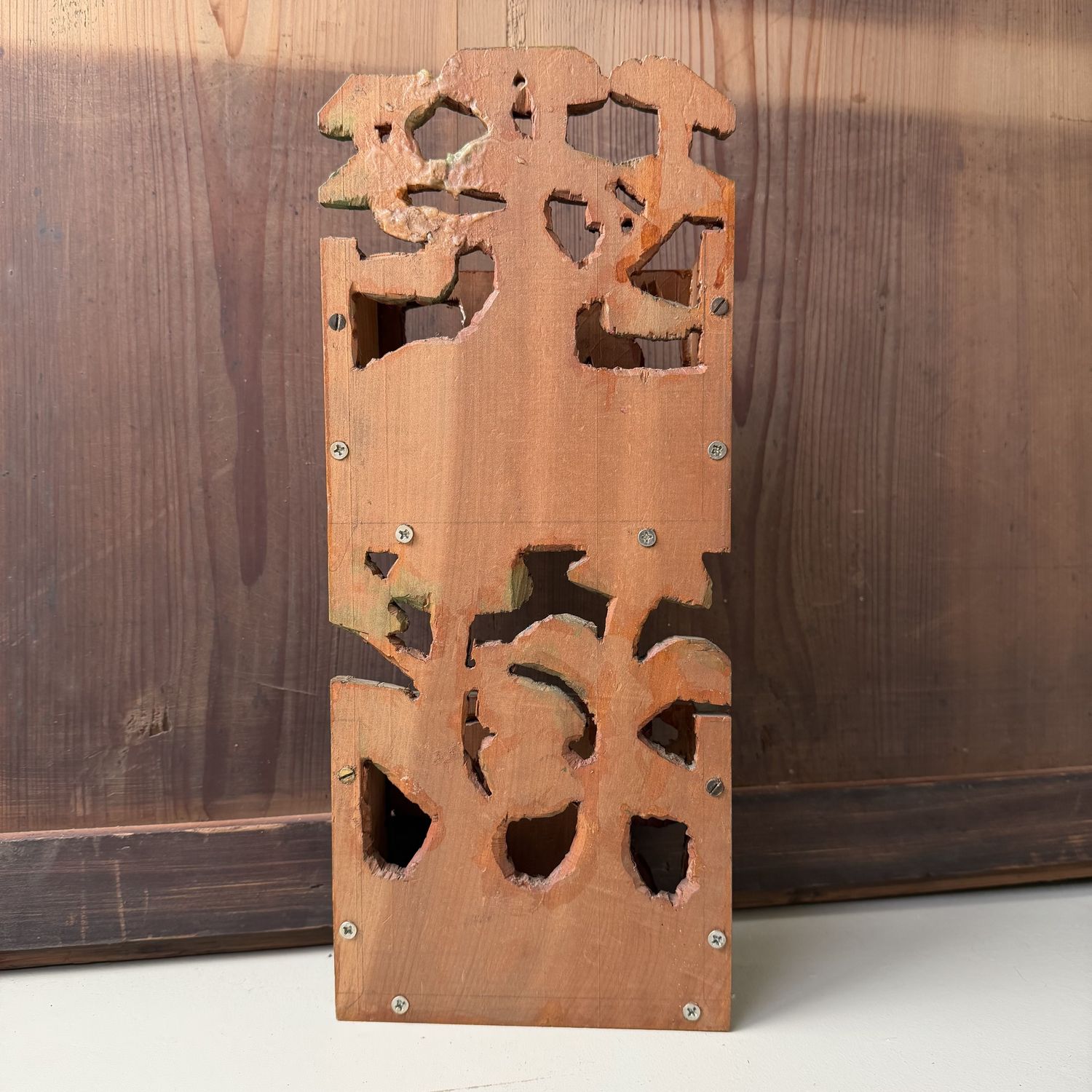 Vintage Japanese Wooden Letter Holder with Crab and Telephone, 1960s