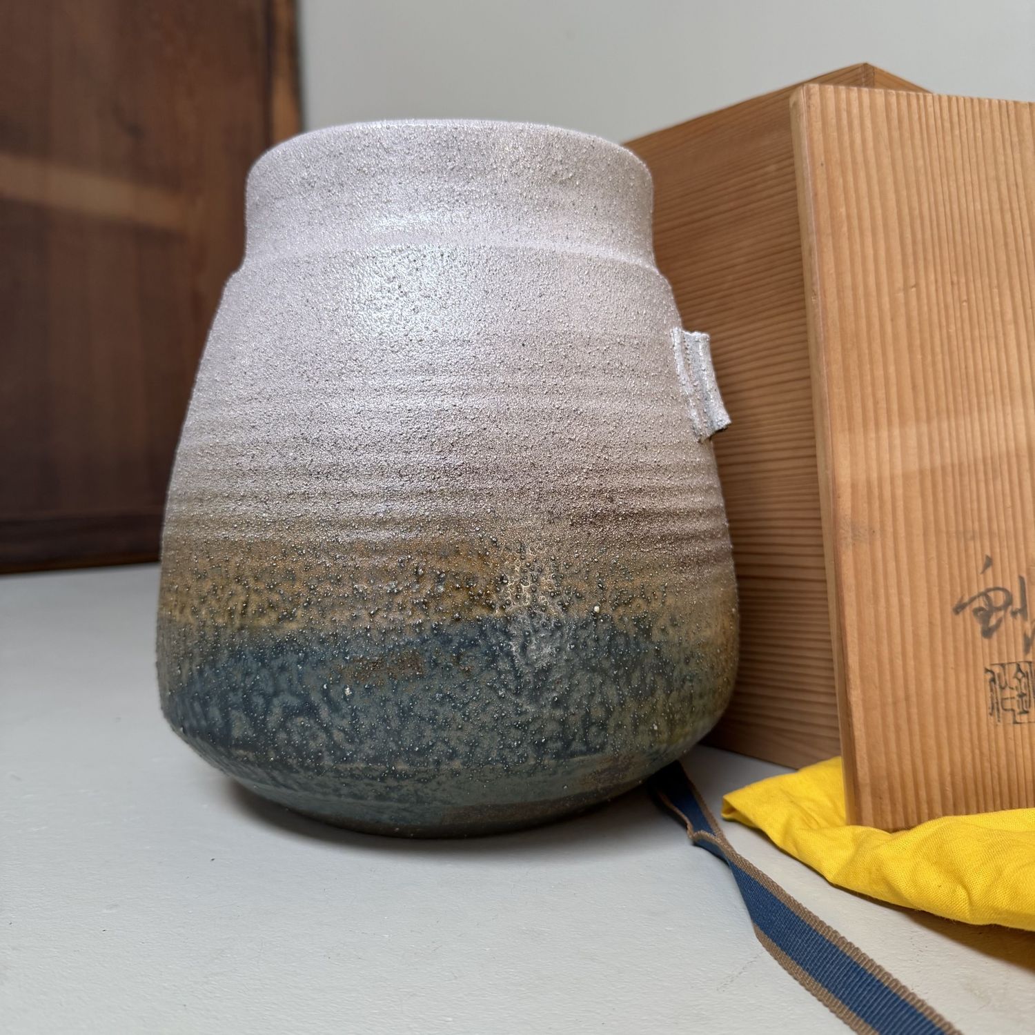 Japanese Seto-yaki Ikebana Vase by Kato Shō, 1980s