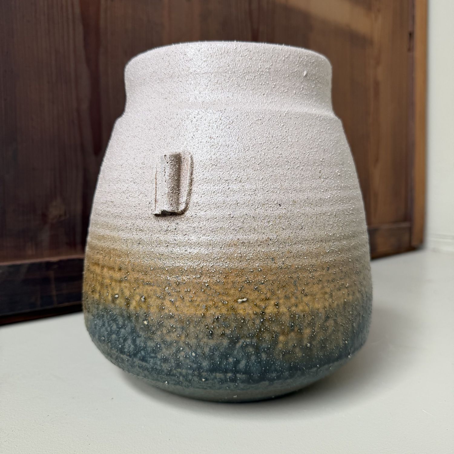 Japanese Seto-yaki Ikebana Vase by Kato Shō, 1980s