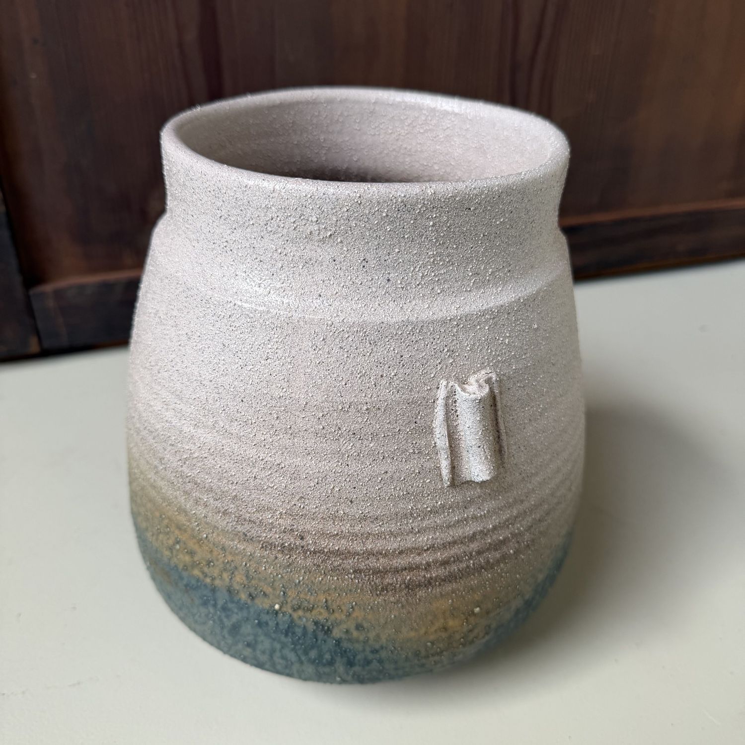 Japanese Seto-yaki Ikebana Vase by Kato Shō, 1980s