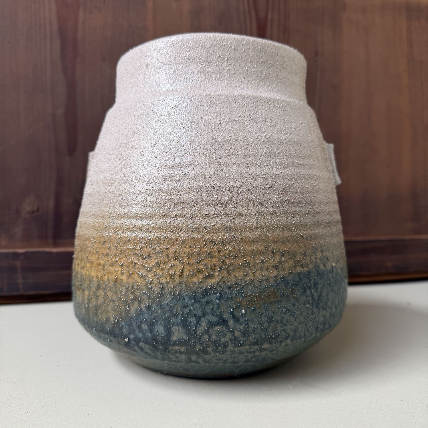 Japanese Seto-yaki Ikebana Vase by Kato Shō, 1980s