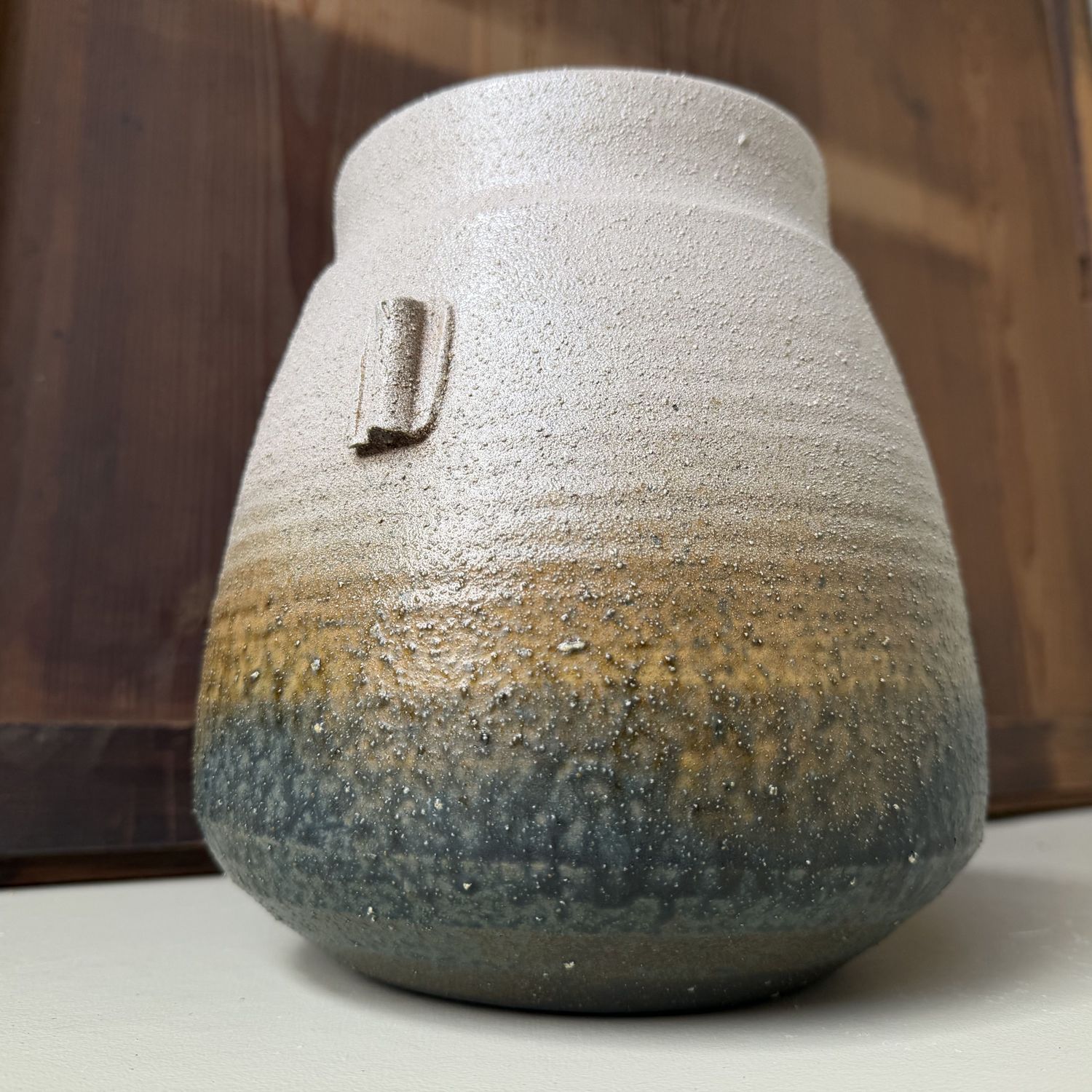 Japanese Seto-yaki Ikebana Vase by Kato Shō, 1980s