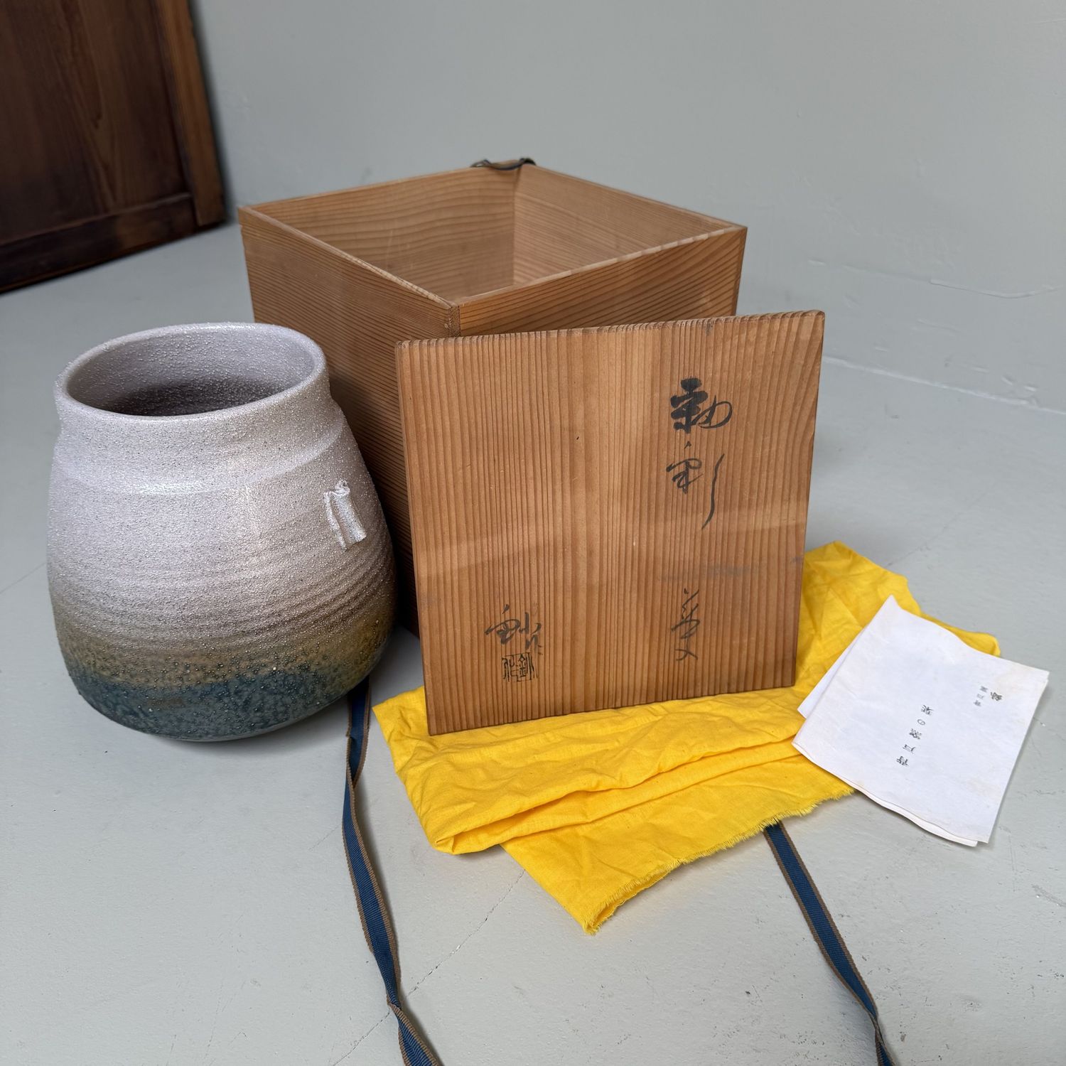 Japanese Seto-yaki Ikebana Vase by Kato Shō, 1980s