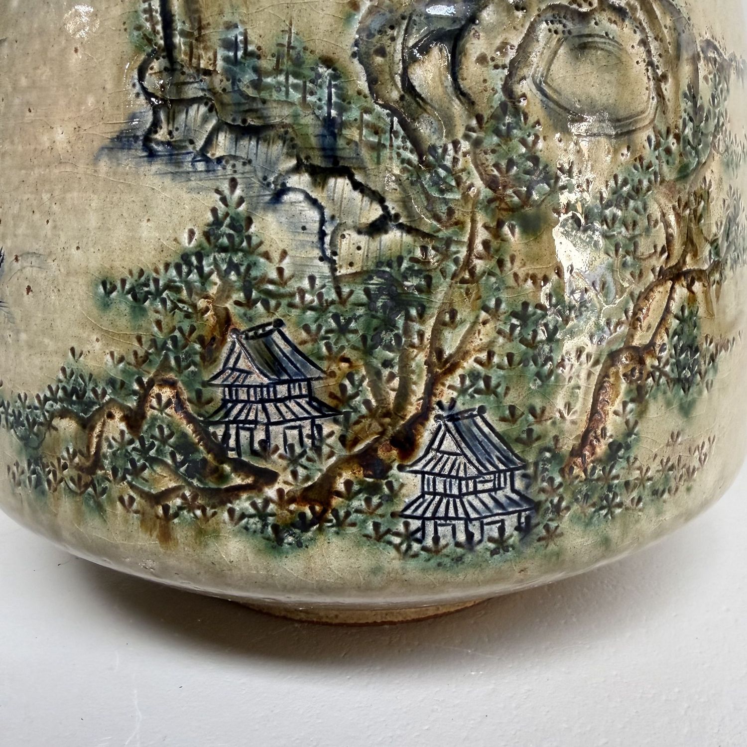 Japanese Hai-yū Sansui Landscape Vase by Setsufū, c. 1970s