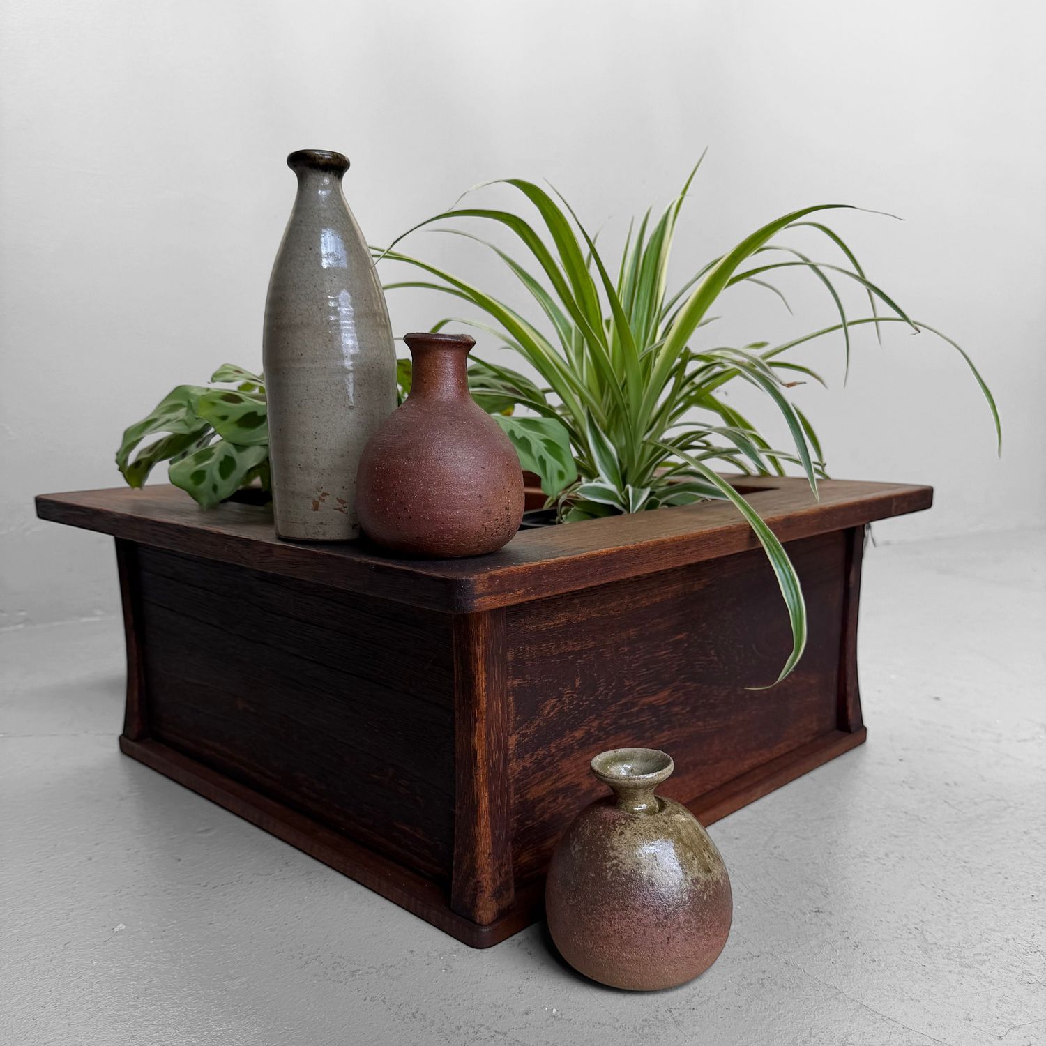 Antieke Japanse Houten Hibachi / Plantenhouder, 1880–1900
