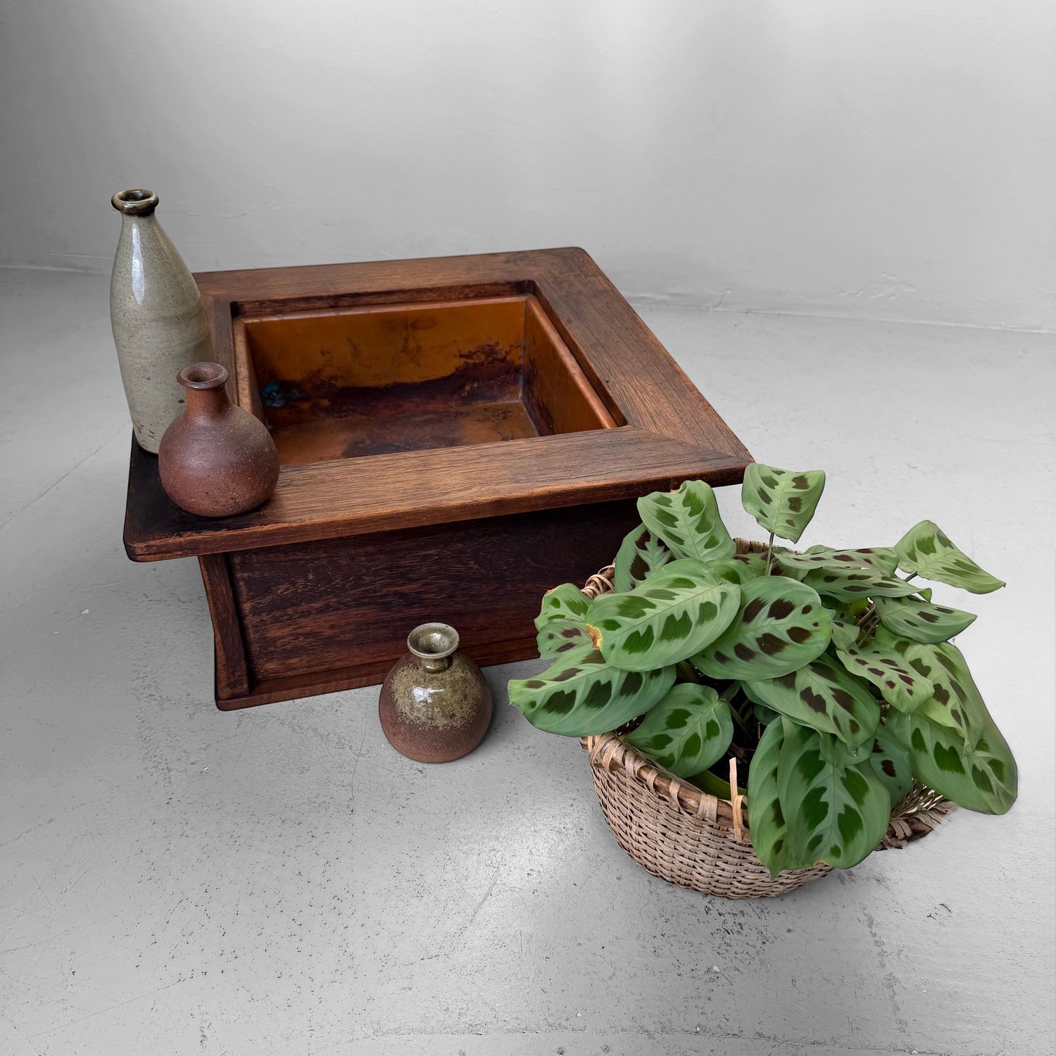 Antieke Japanse Houten Hibachi / Plantenhouder, 1880–1900