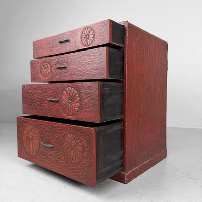 Antique Japanese Drawer Cabinet ‘Kiku’, Small Storage Cabinet, c. 1920
