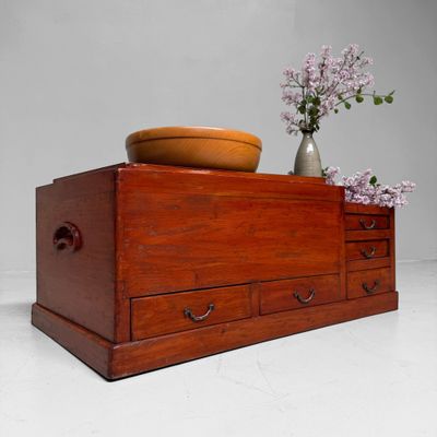 Antique Japanese Wooden Hibachi with Five Drawers, 1900–1920