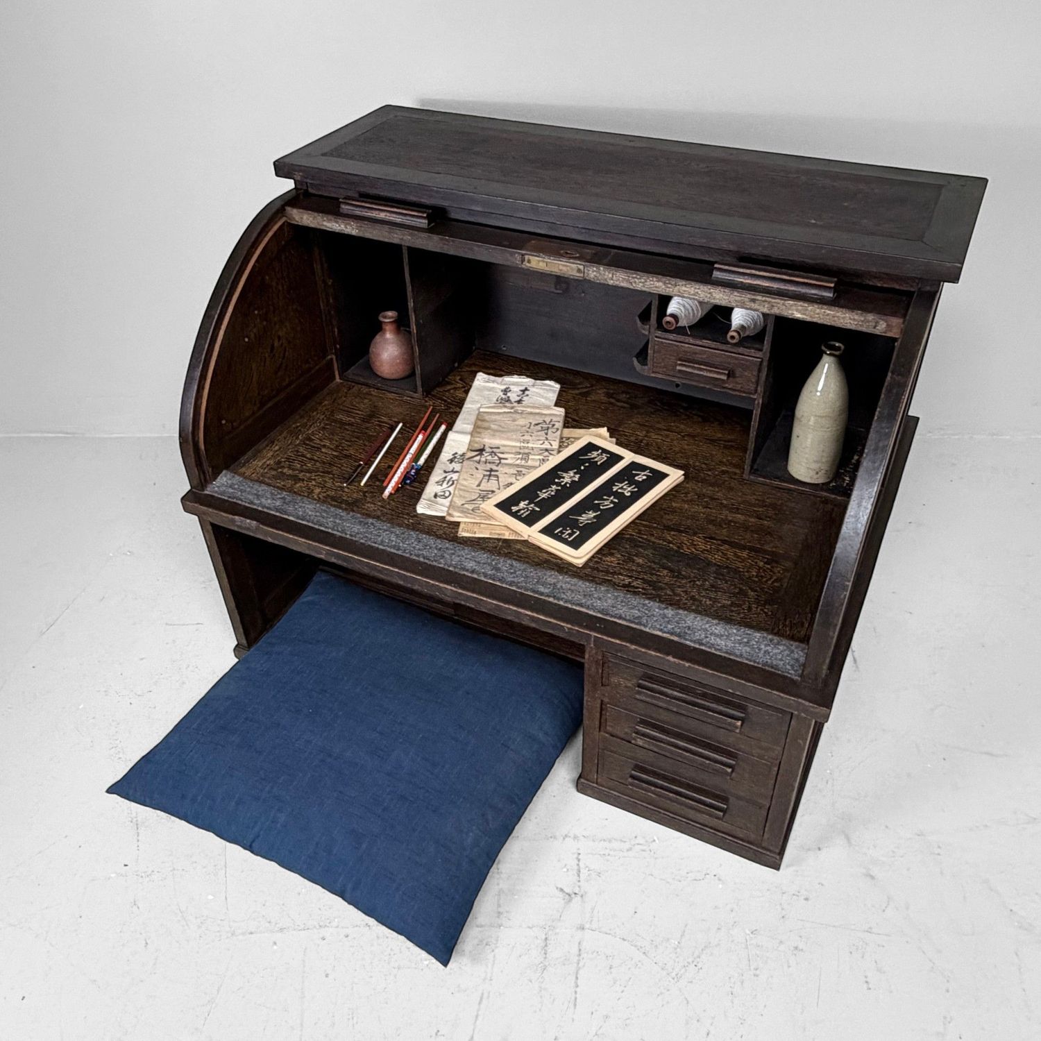 Japanese Seated Writing Desk / Shosai-zukue with Tambour Door, 1920–1930