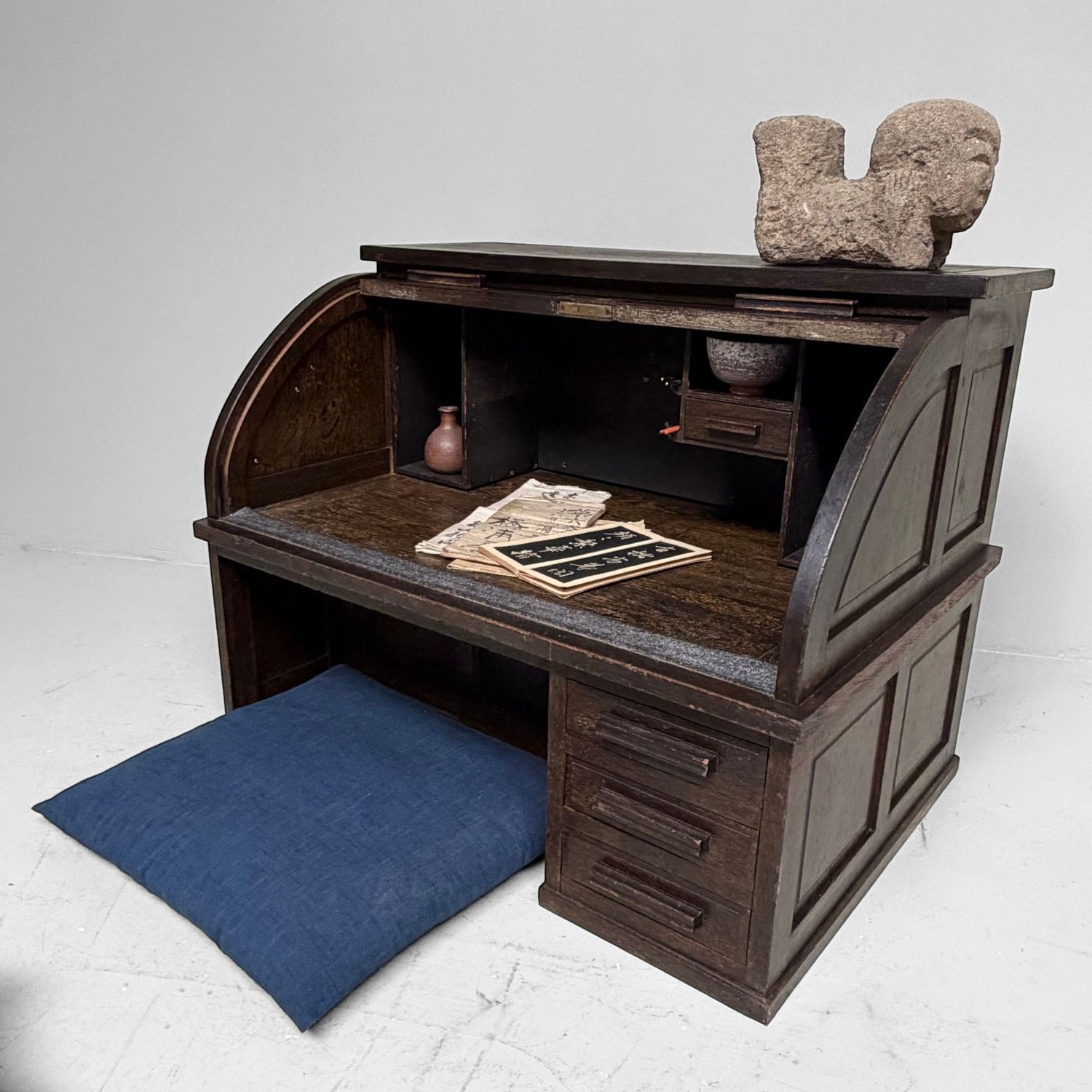 Japanese Seated Writing Desk / Shosai-zukue with Tambour Door, 1920–1930