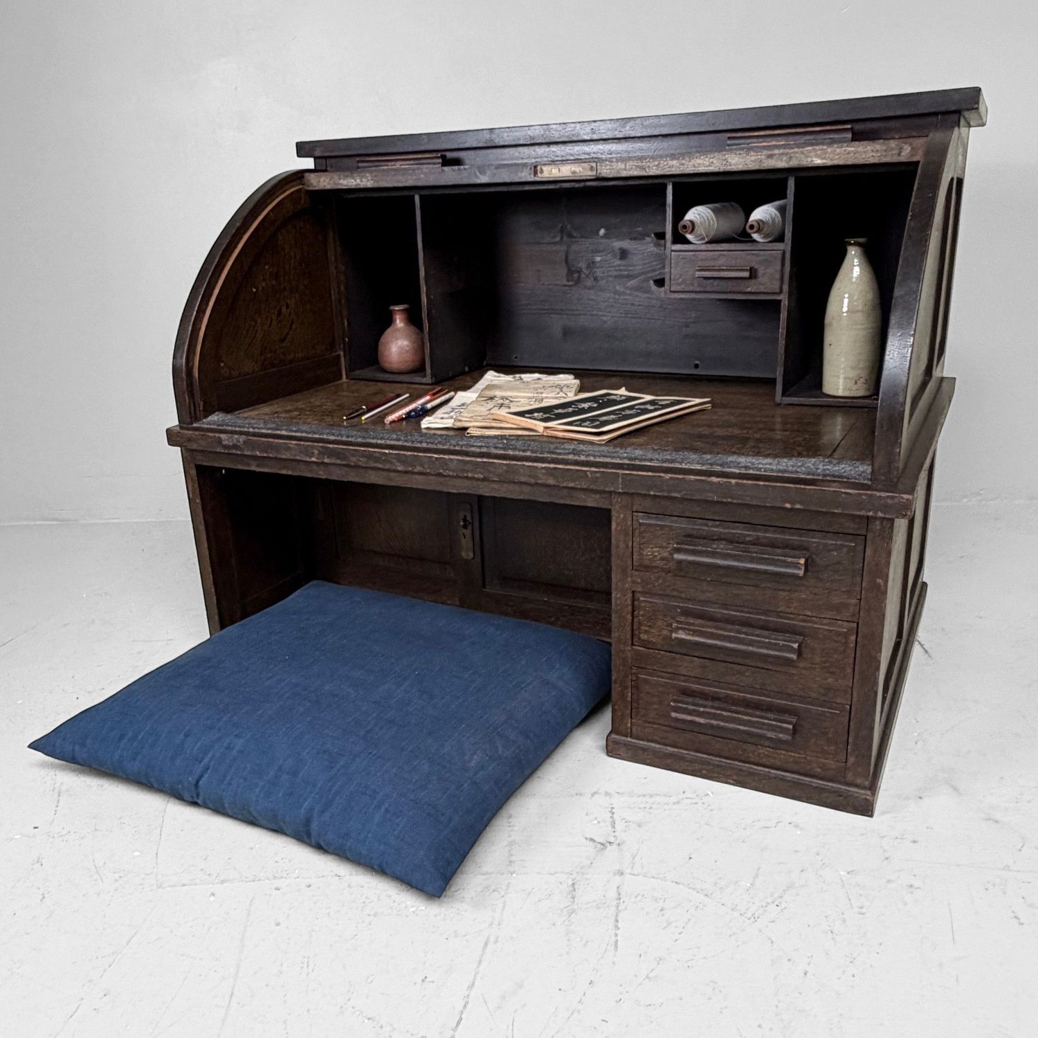 Japanese Seated Writing Desk / Shosai-zukue with Tambour Door, 1920–1930
