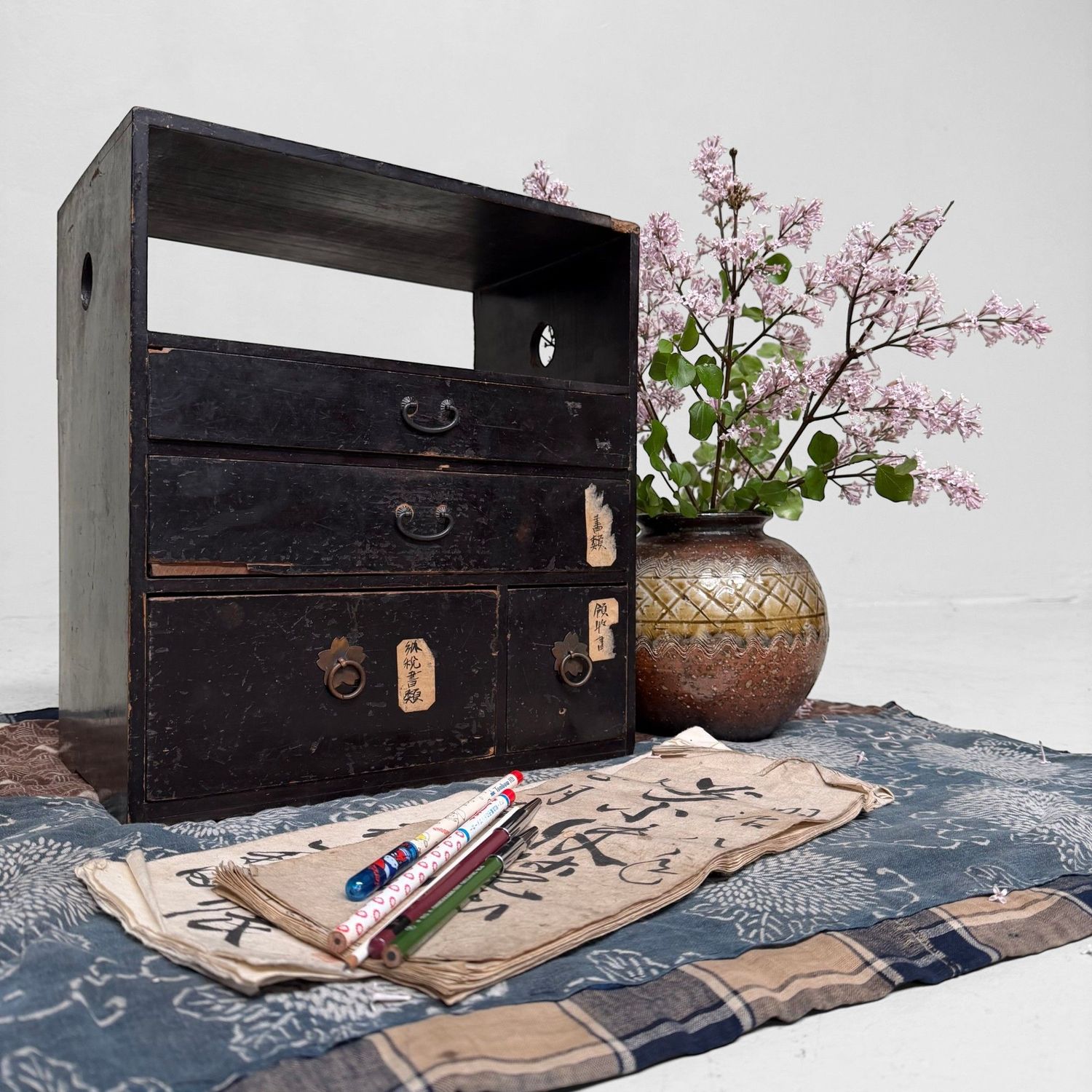 Antique Japanese Desk Cabinet for Documents, 1920–1930