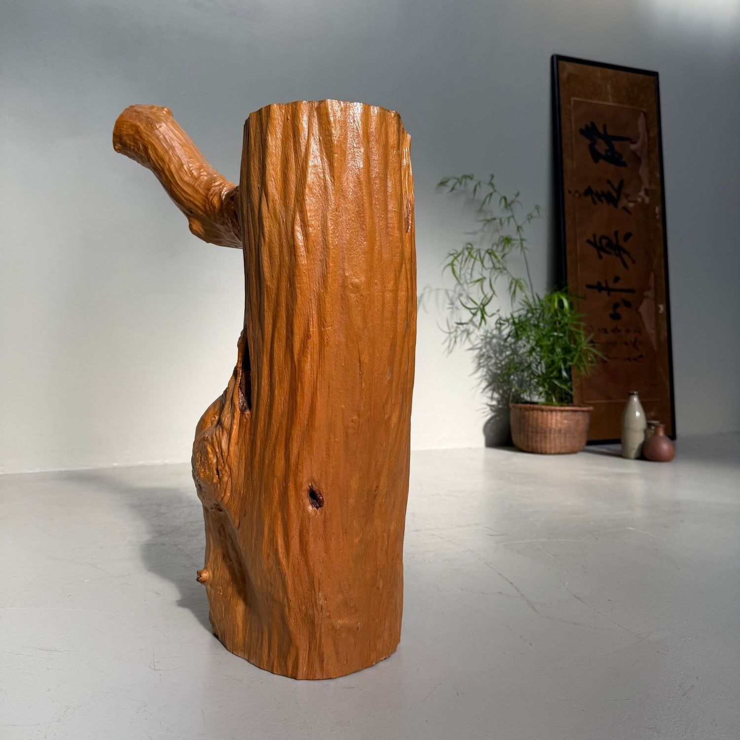 Vintage Japanese Shizenboku Ikebana Object, Wooden Decoration, 1960s