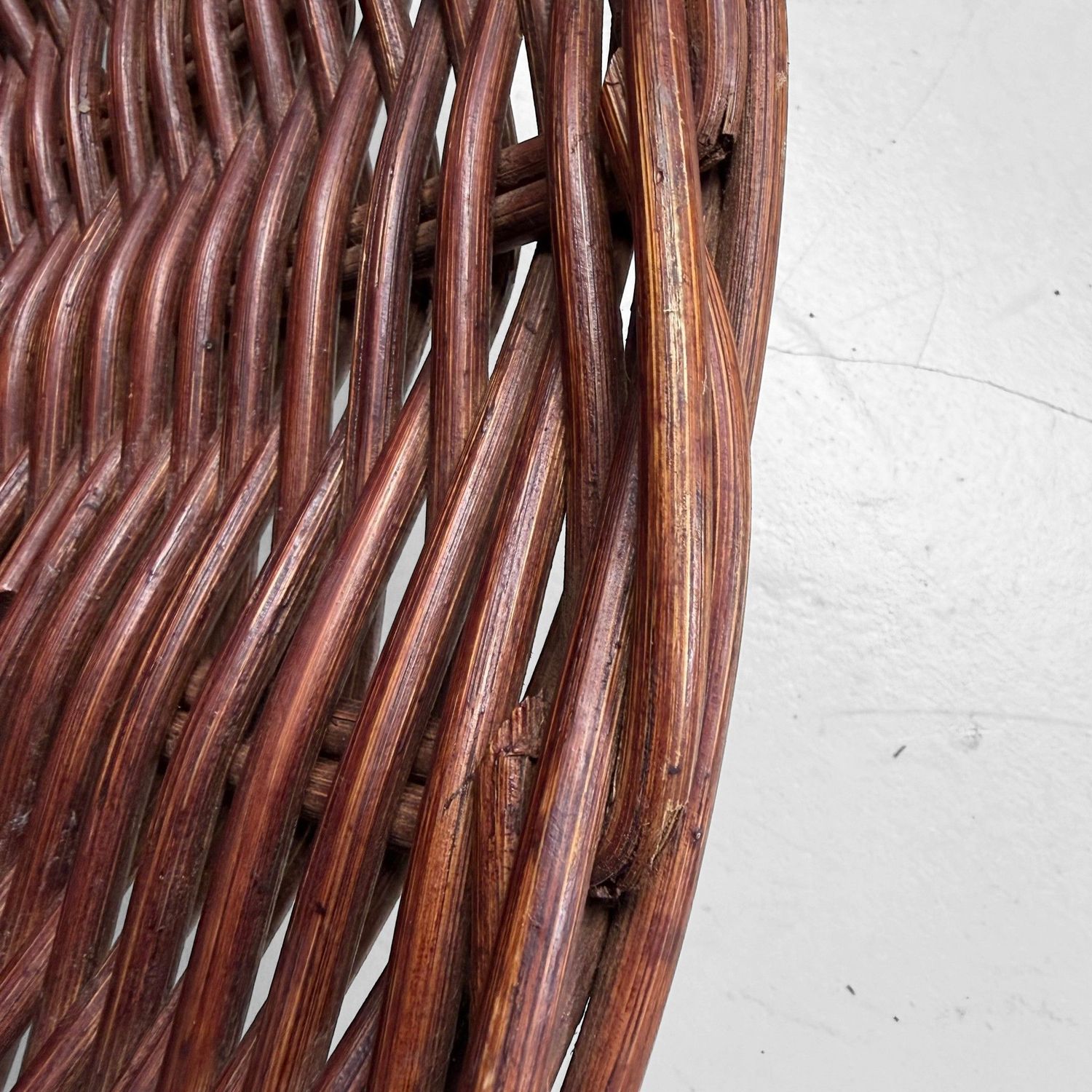 Large Japanese Handwoven Rattan Basket Bowl, 1960–1970s