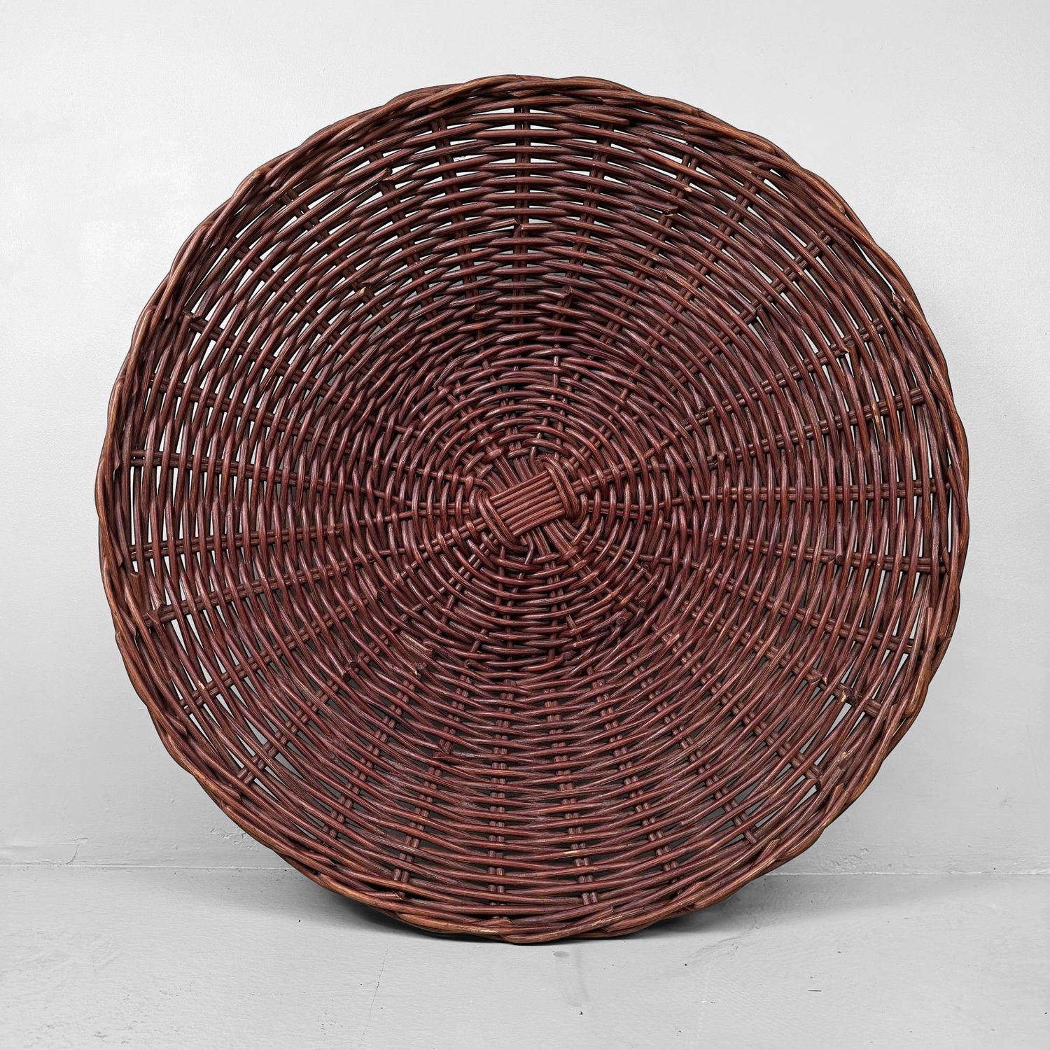 Large Japanese Handwoven Rattan Basket Bowl, 1960–1970s