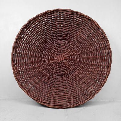 Large Japanese Handwoven Rattan Basket Bowl, 1960–1970s