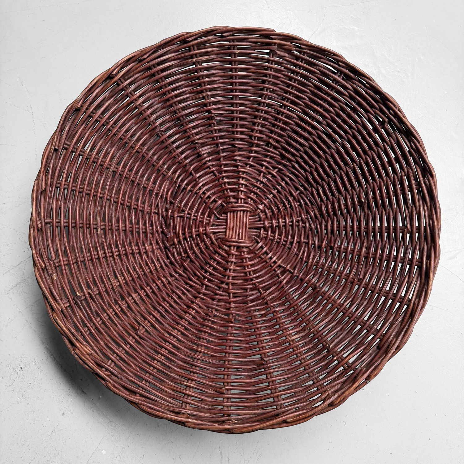 Large Japanese Handwoven Rattan Basket Bowl, 1960–1970s