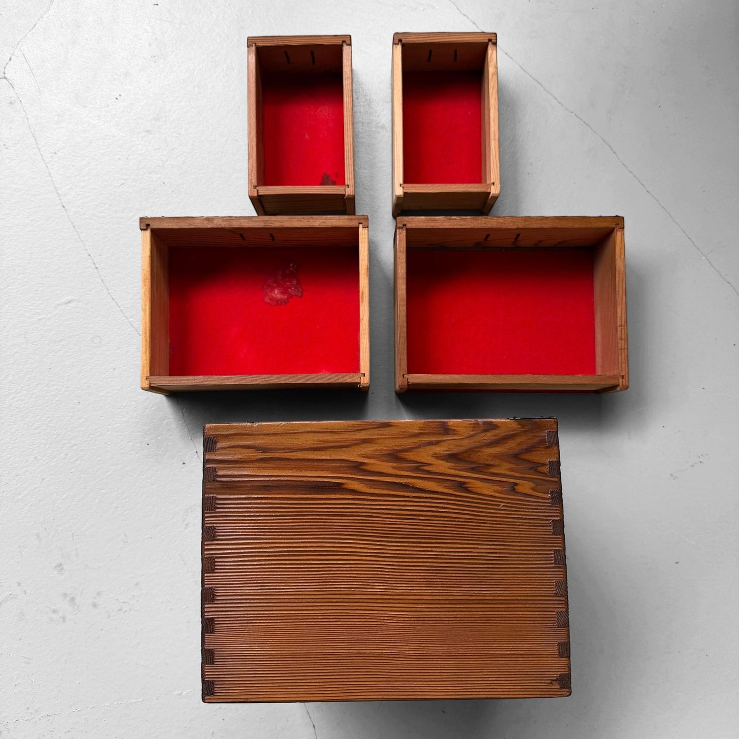 Vintage Japans Houten Juwelenkastje met Vier Lades, 1970s Vintage Japans Houten Juwelenkastje met Vier Lades, 1970s