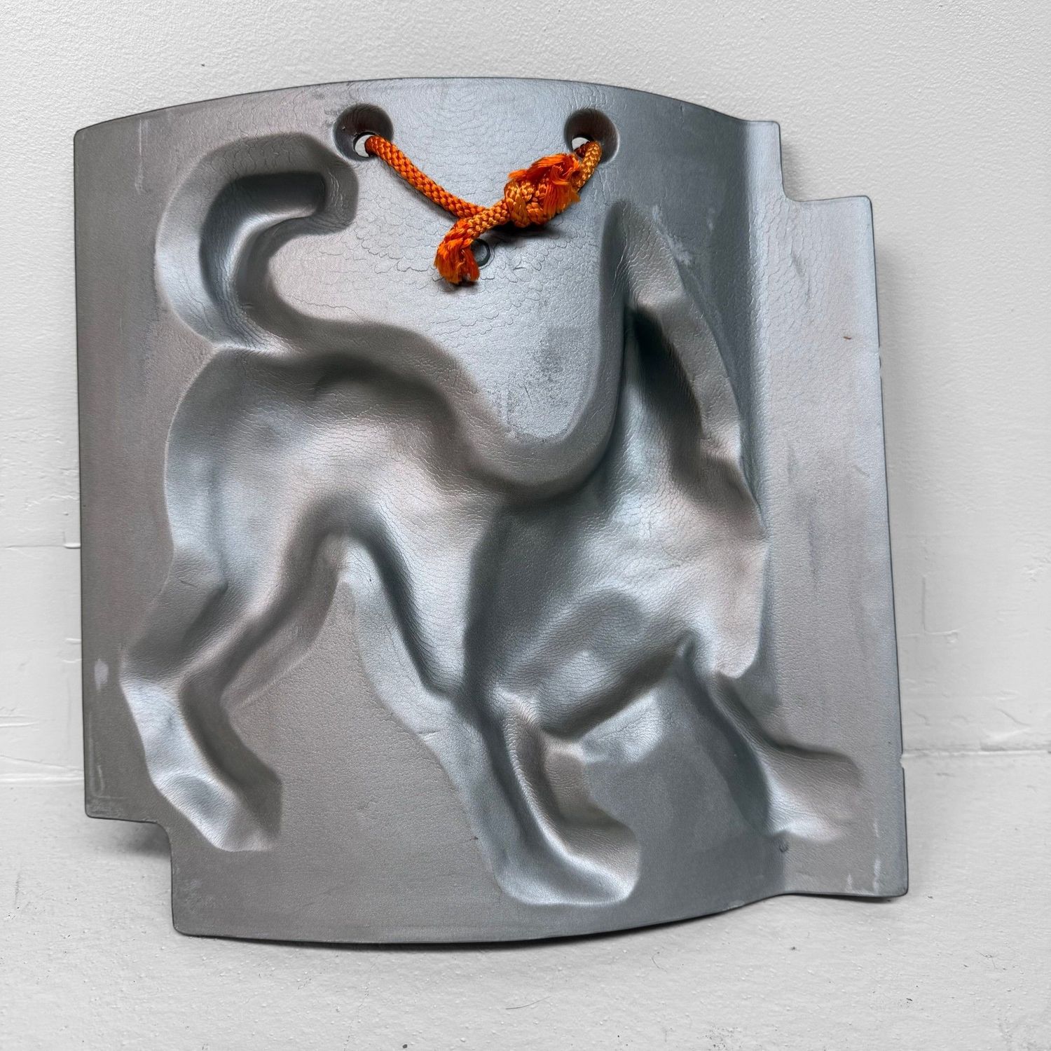 Vintage Japanese Eto Wall Tile with Dog, Sanshū Ibushi-gin, 1980s