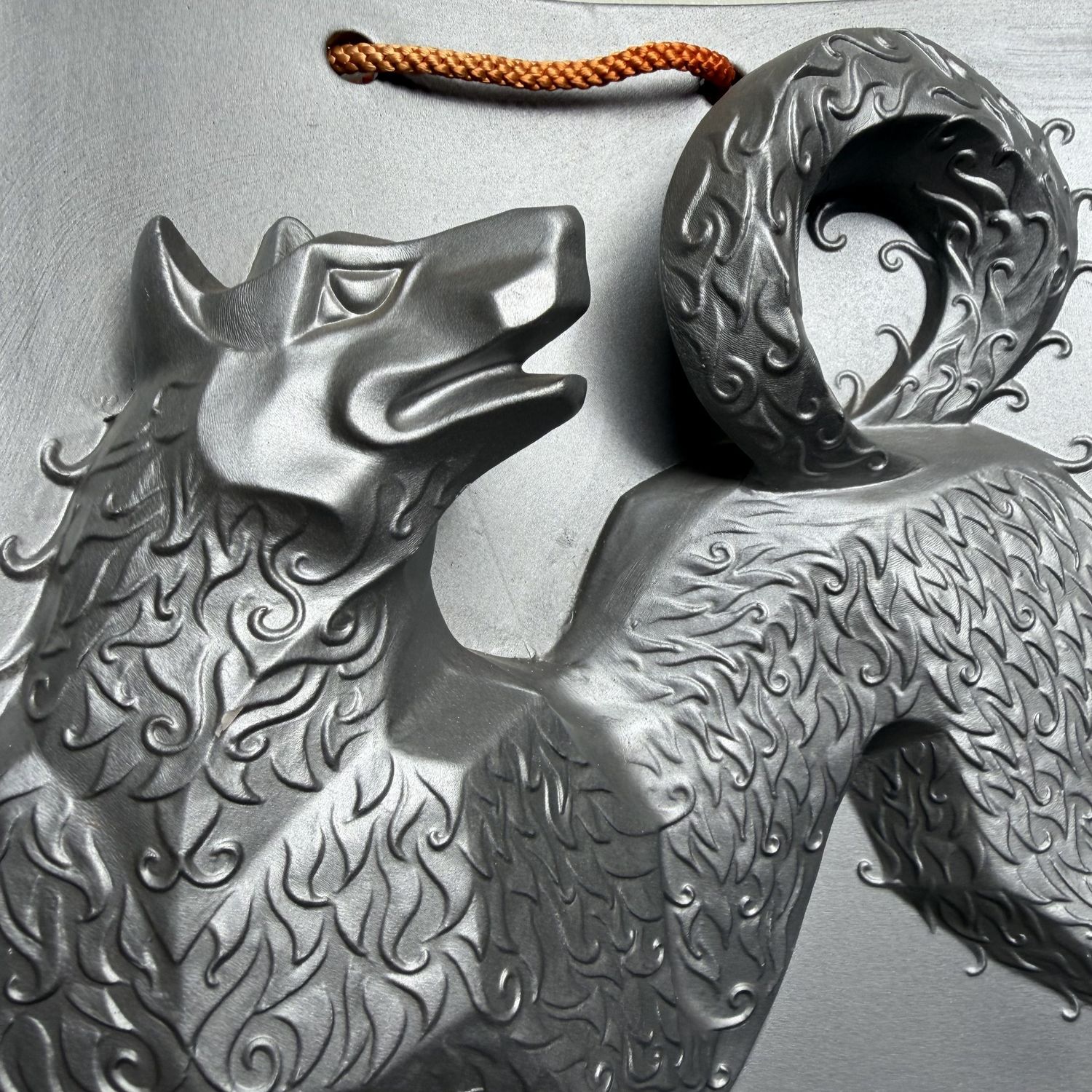 Vintage Japanese Eto Wall Tile with Dog, Sanshū Ibushi-gin, 1980s